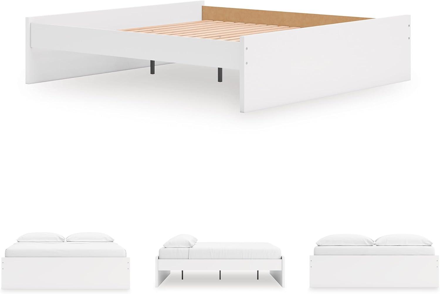 imageSignature Design by Ashley Onita Minimalist 4Drawer Full Platform Bed with 2 Side Storage Foundation or Box Spring Not Needed WhiteWhite