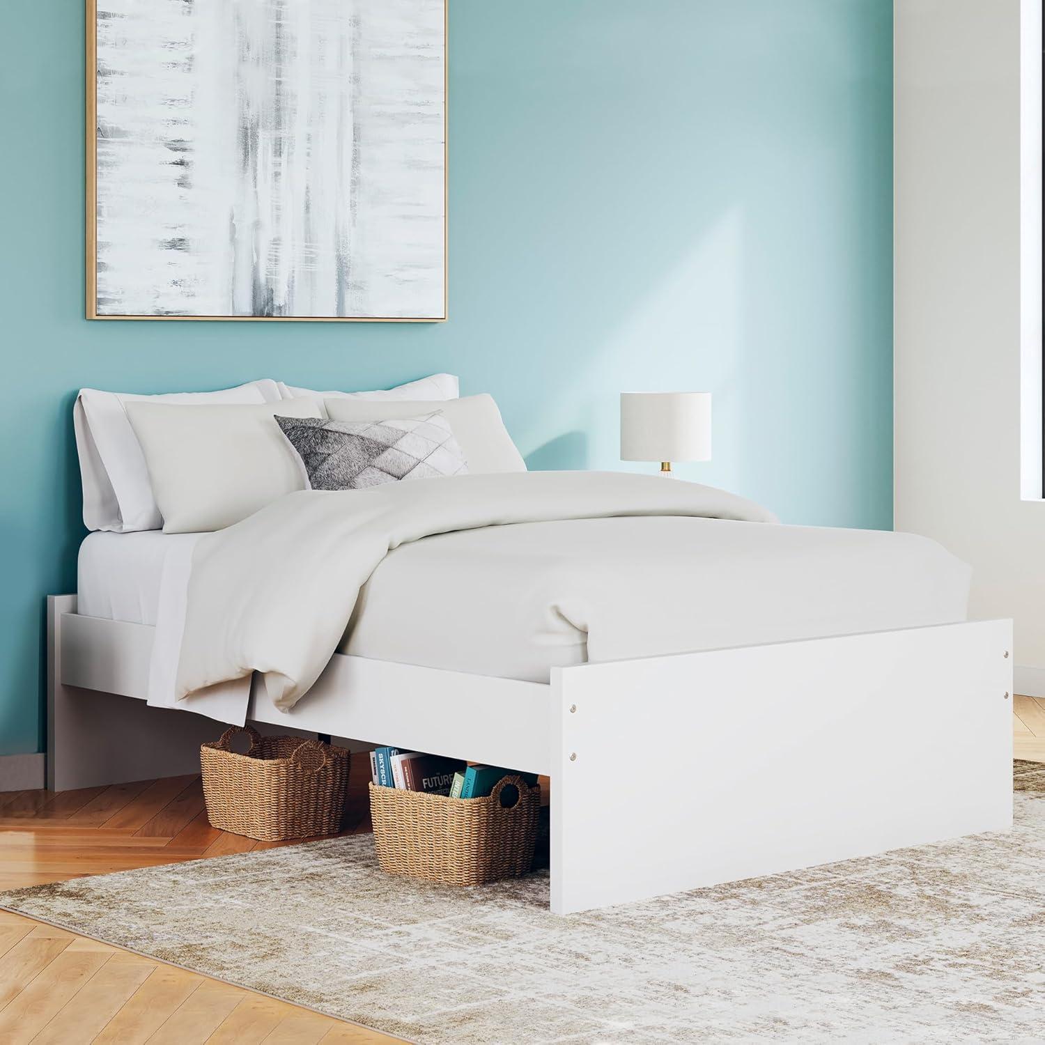 imageSignature Design by Ashley Onita Minimalist 4Drawer Full Platform Bed with 2 Side Storage Foundation or Box Spring Not Needed WhiteWhite