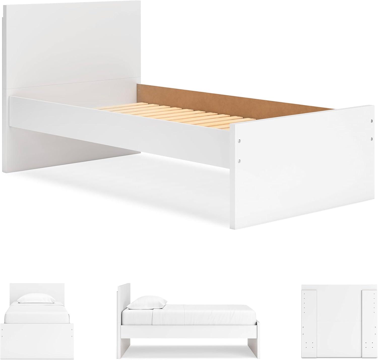 imageSignature Design by Ashley Onita Minimalist 4Drawer Full Platform Bed with 2 Side Storage Foundation or Box Spring Not Needed WhiteWhite