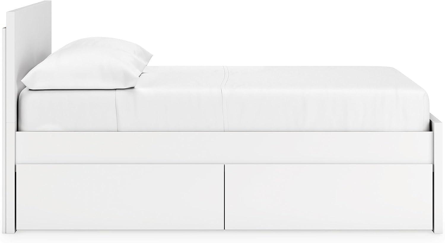 imageSignature Design by Ashley Onita Minimalist 4Drawer Full Platform Bed with 2 Side Storage Foundation or Box Spring Not Needed WhiteWhite