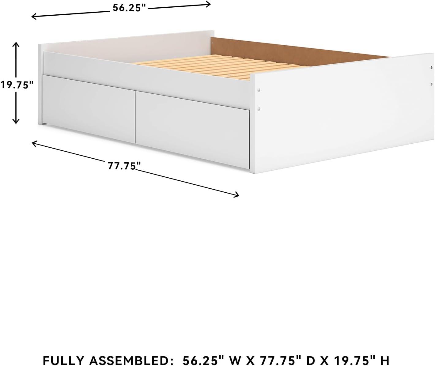 imageSignature Design by Ashley Onita Minimalist 4Drawer Full Platform Bed with 2 Side Storage Foundation or Box Spring Not Needed WhiteWhite
