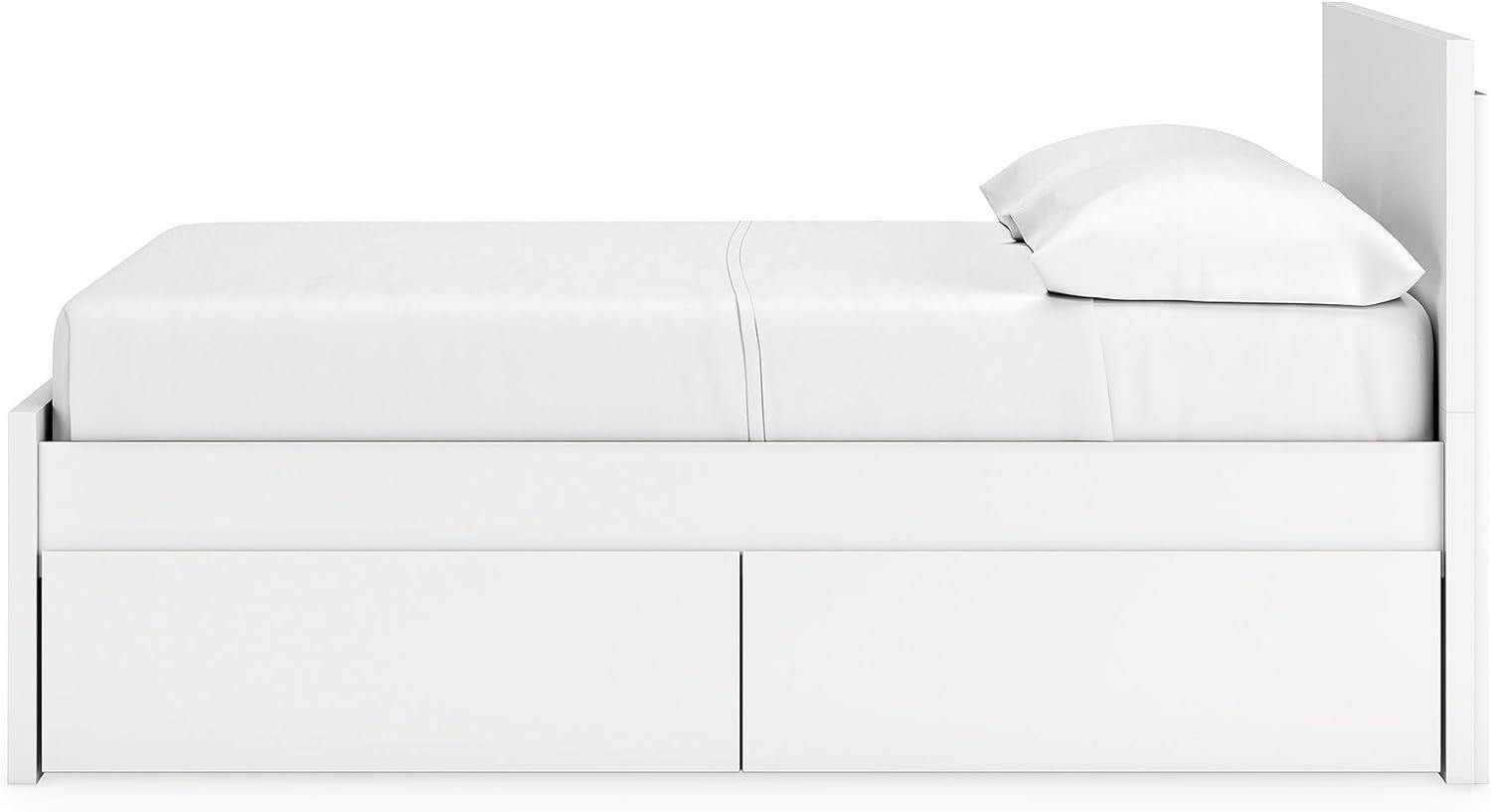 imageSignature Design by Ashley Onita Minimalist 4Drawer Full Platform Bed with 2 Side Storage Foundation or Box Spring Not Needed WhiteWhite