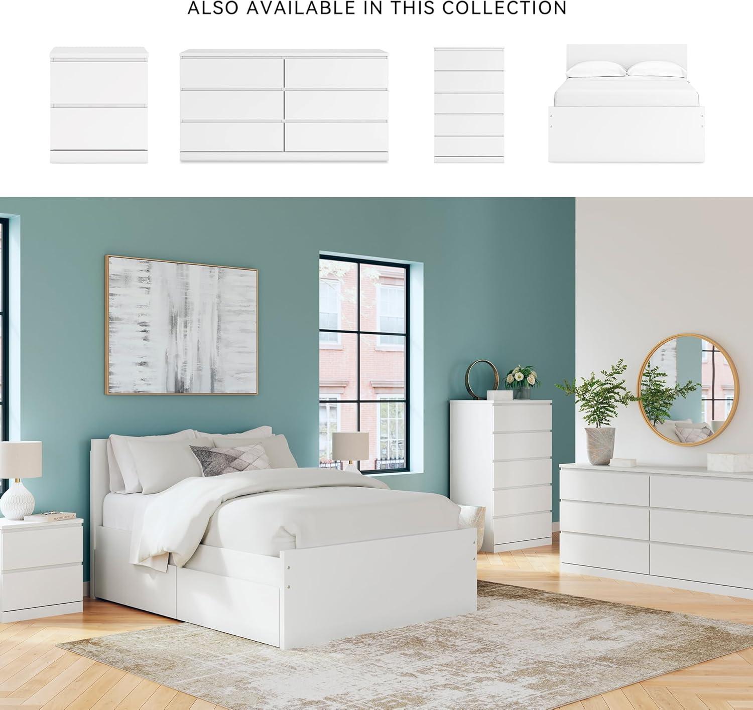 imageSignature Design by Ashley Onita Minimalist 4Drawer Full Platform Bed with 2 Side Storage Foundation or Box Spring Not Needed WhiteWhite