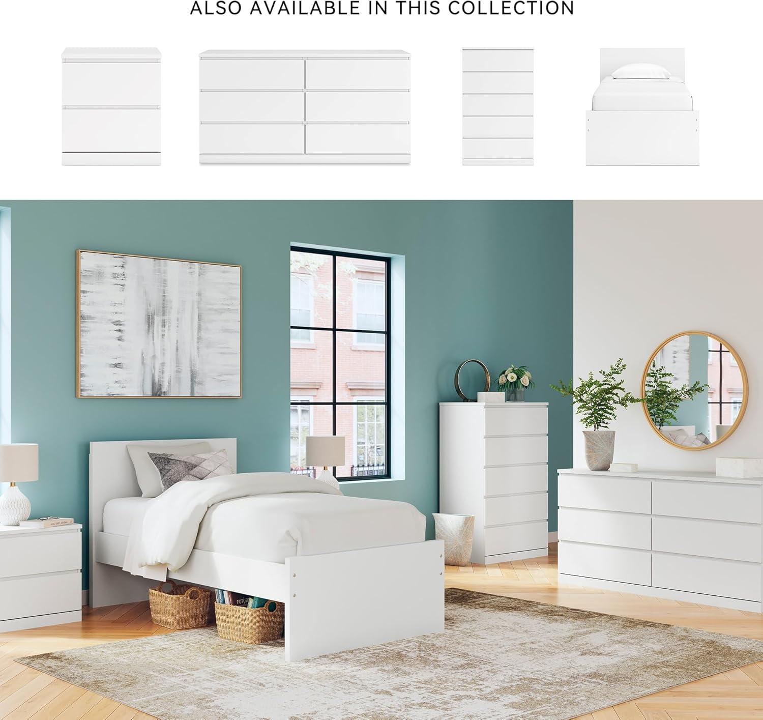 imageSignature Design by Ashley Onita Minimalist 4Drawer Full Platform Bed with 2 Side Storage Foundation or Box Spring Not Needed WhiteWhite