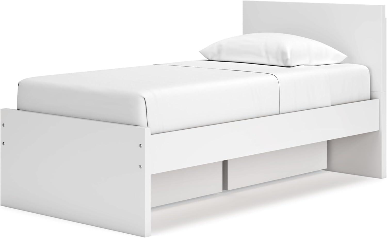 imageSignature Design by Ashley Onita Minimalist 4Drawer Full Platform Bed with 2 Side Storage Foundation or Box Spring Not Needed WhiteWhite