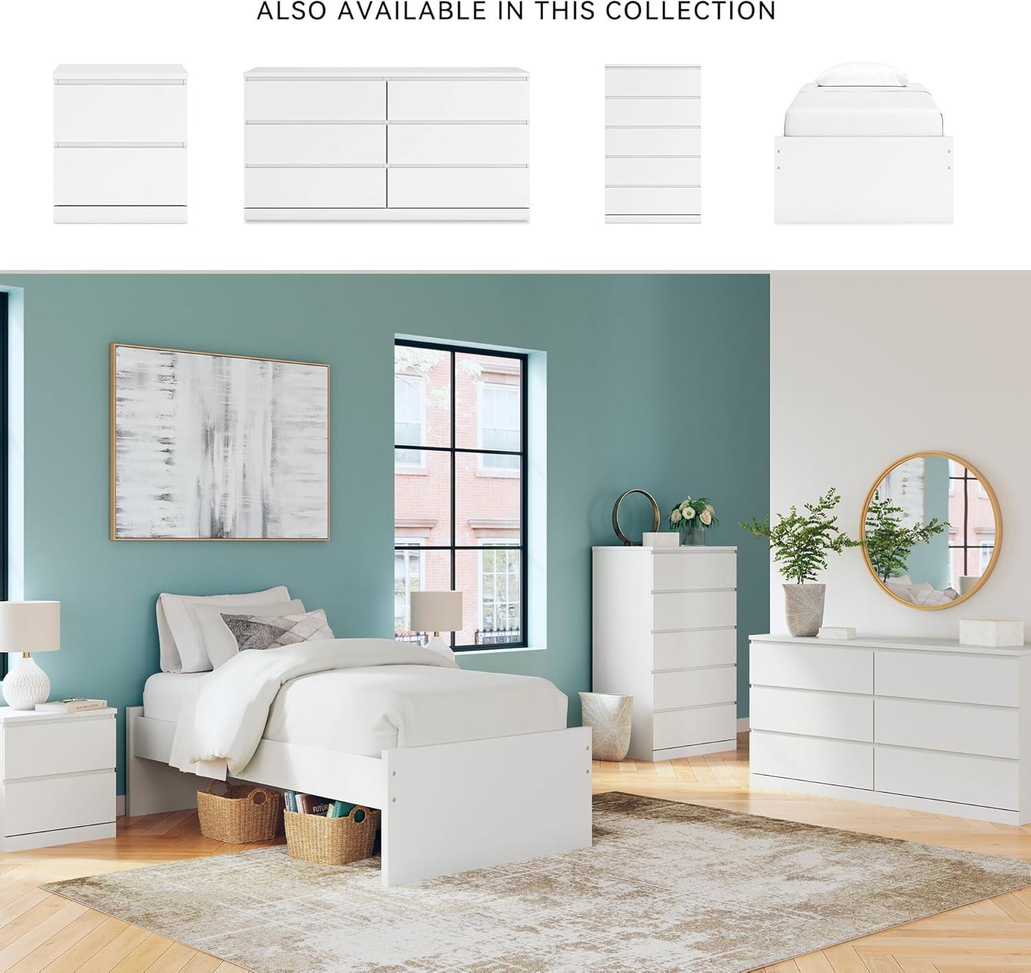 imageSignature Design by Ashley Onita Minimalist 4Drawer Full Platform Bed with 2 Side Storage Foundation or Box Spring Not Needed WhiteWhite