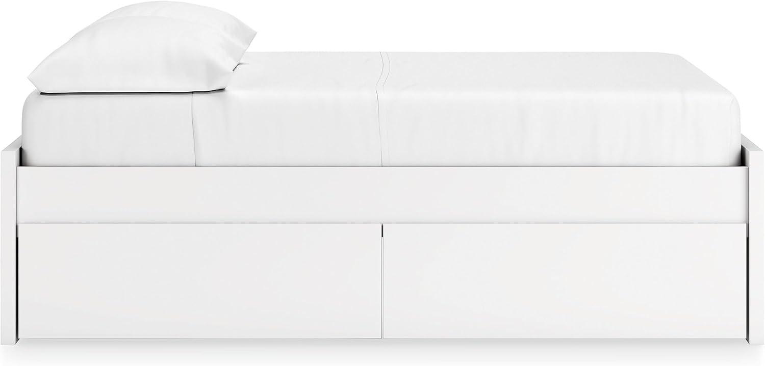 imageSignature Design by Ashley Onita Minimalist 4Drawer Full Platform Bed with 2 Side Storage Foundation or Box Spring Not Needed WhiteWhite