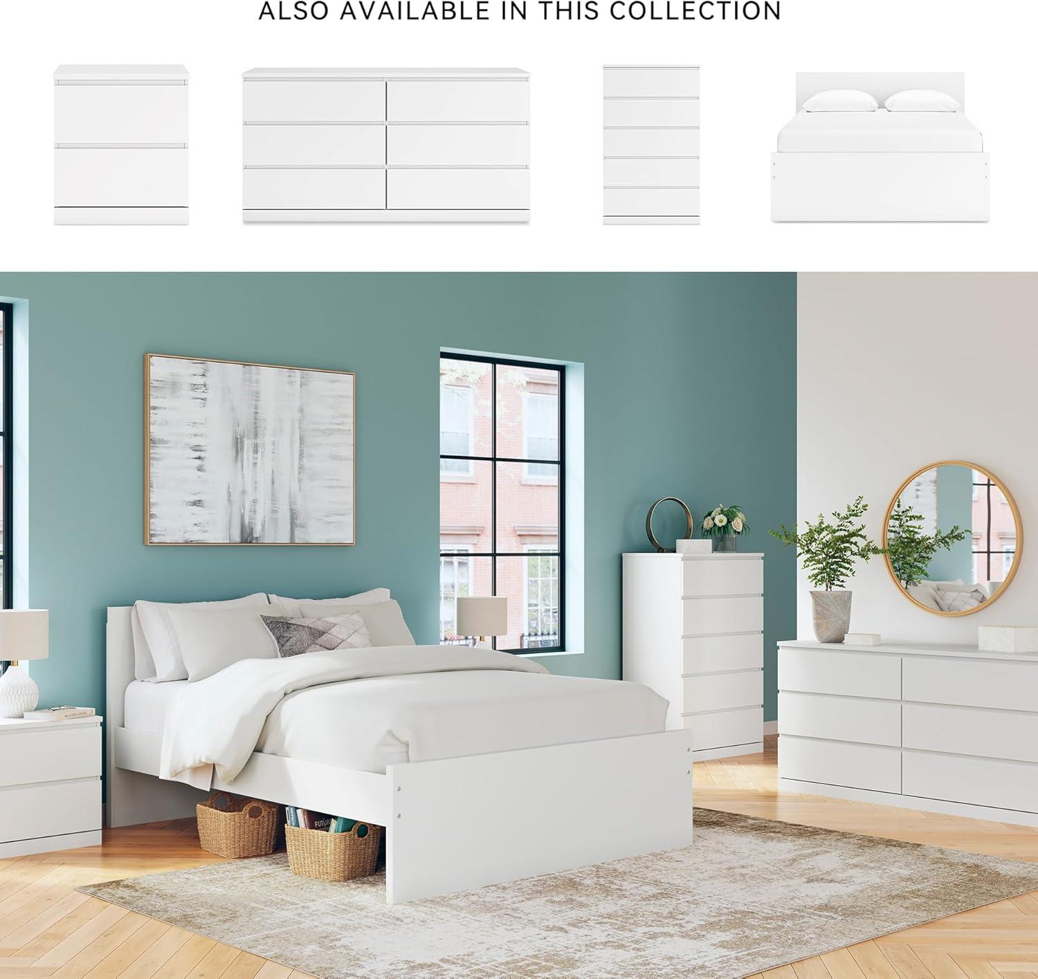 imageSignature Design by Ashley Onita Minimalist 4Drawer Full Platform Bed with 2 Side Storage Foundation or Box Spring Not Needed WhiteWhite