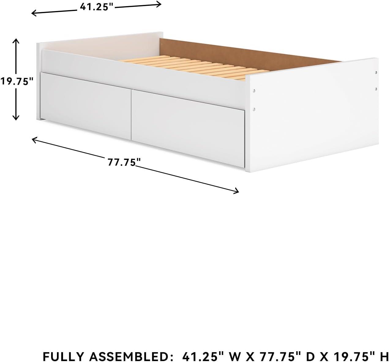 imageSignature Design by Ashley Onita Minimalist 4Drawer Full Platform Bed with 2 Side Storage Foundation or Box Spring Not Needed WhiteWhite