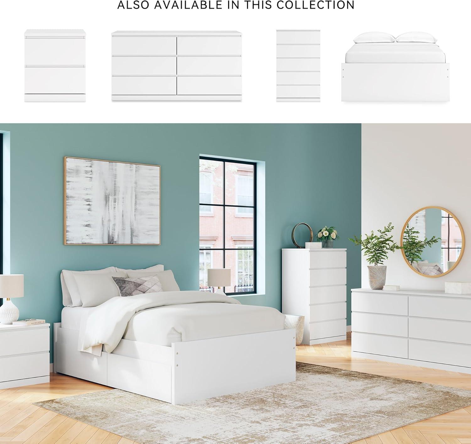 imageSignature Design by Ashley Onita Minimalist 4Drawer Full Platform Bed with 2 Side Storage Foundation or Box Spring Not Needed WhiteWhite