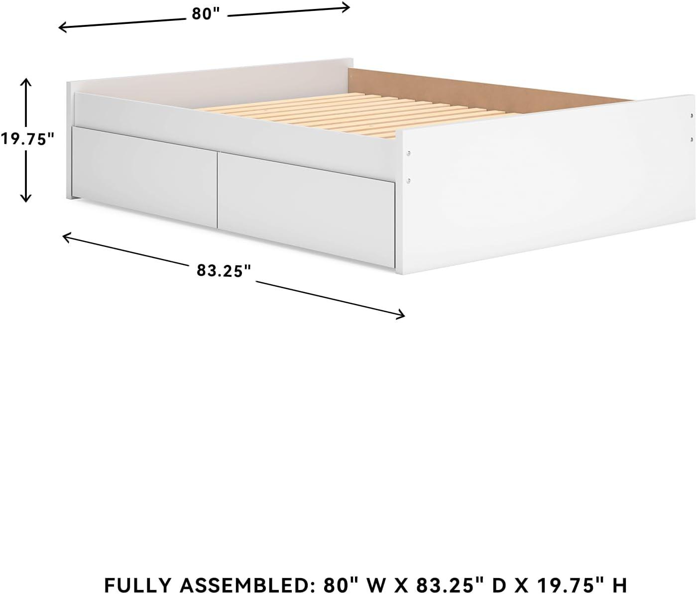 imageSignature Design by Ashley Onita Minimalist 4Drawer Full Platform Bed with 2 Side Storage Foundation or Box Spring Not Needed WhiteWhite