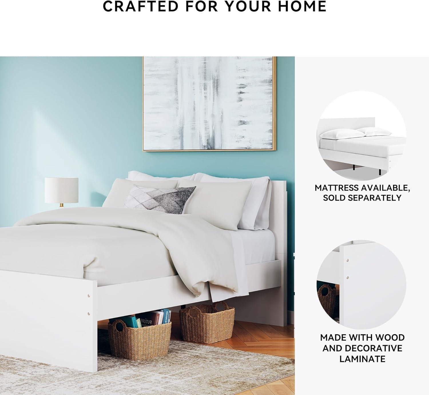 imageSignature Design by Ashley Onita Minimalist 4Drawer Full Platform Bed with 2 Side Storage Foundation or Box Spring Not Needed WhiteWhite