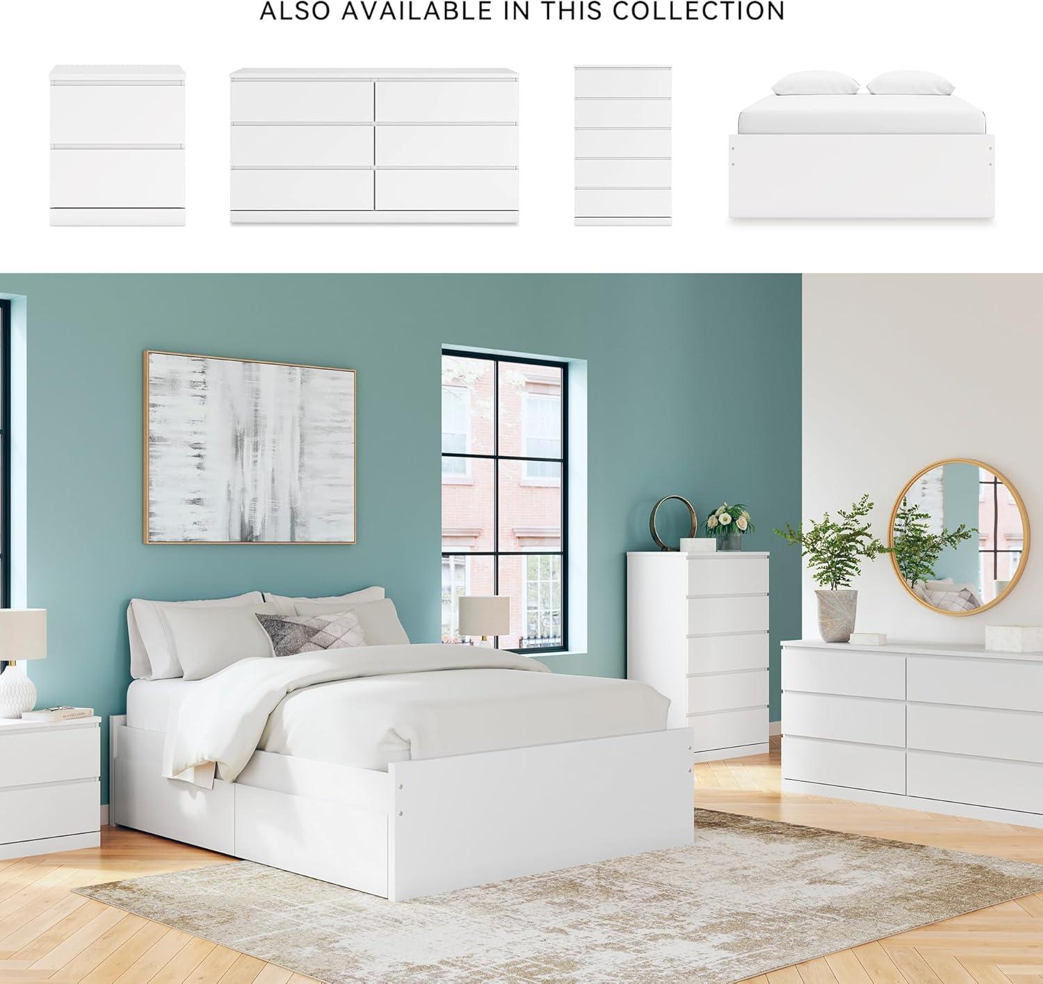 imageSignature Design by Ashley Onita Minimalist 4Drawer Full Platform Bed with 2 Side Storage Foundation or Box Spring Not Needed WhiteWhite