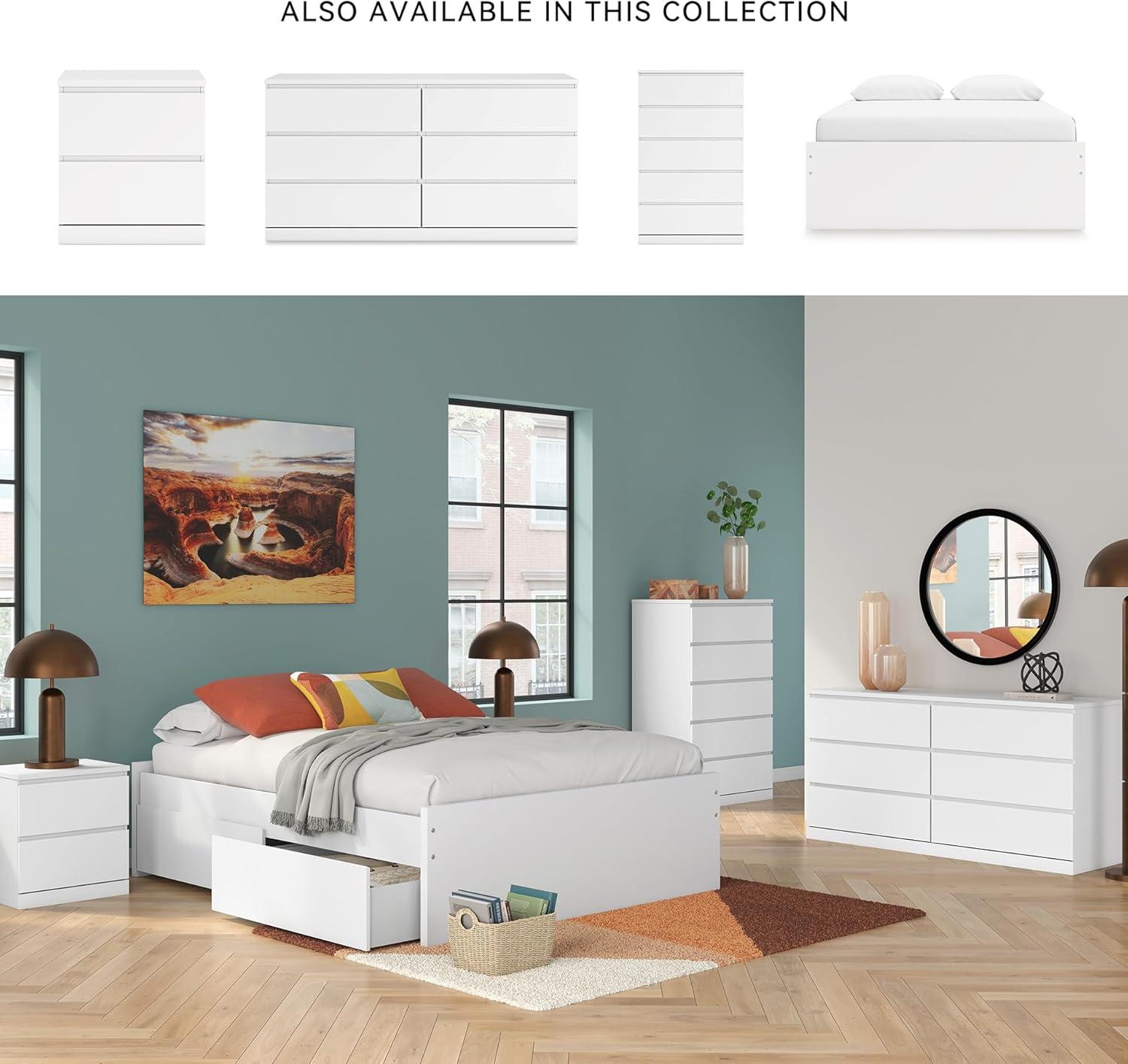 imageSignature Design by Ashley Onita Minimalist 4Drawer Full Platform Bed with 2 Side Storage Foundation or Box Spring Not Needed WhiteWhite