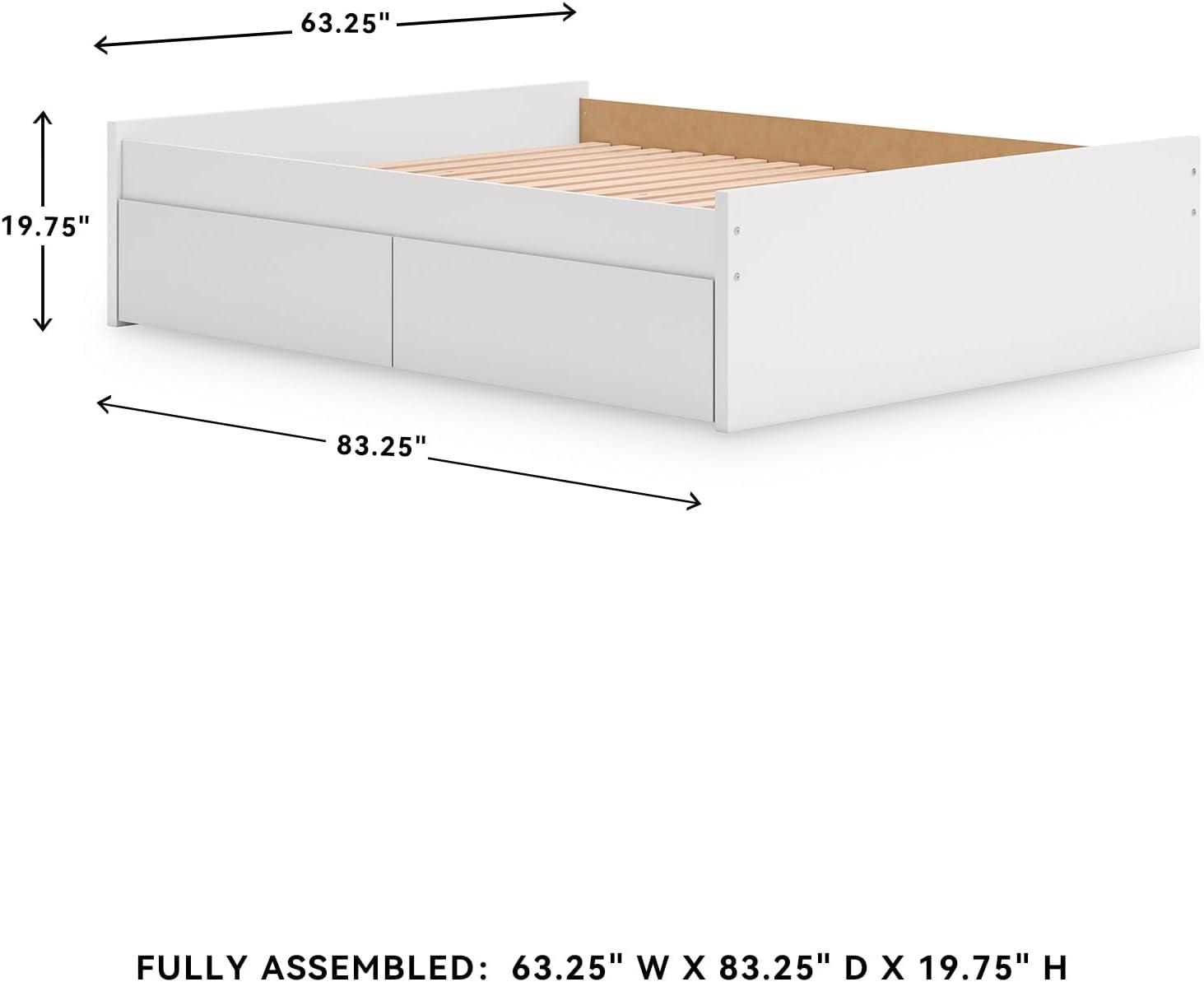 imageSignature Design by Ashley Onita Minimalist 4Drawer Full Platform Bed with 2 Side Storage Foundation or Box Spring Not Needed WhiteWhite
