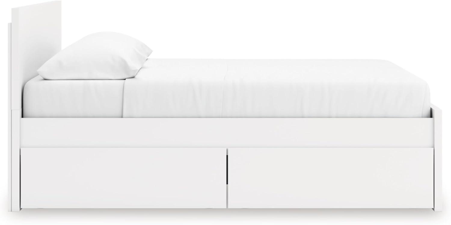 imageSignature Design by Ashley Onita Minimalist 4Drawer Full Platform Bed with 2 Side Storage Foundation or Box Spring Not Needed WhiteWhite