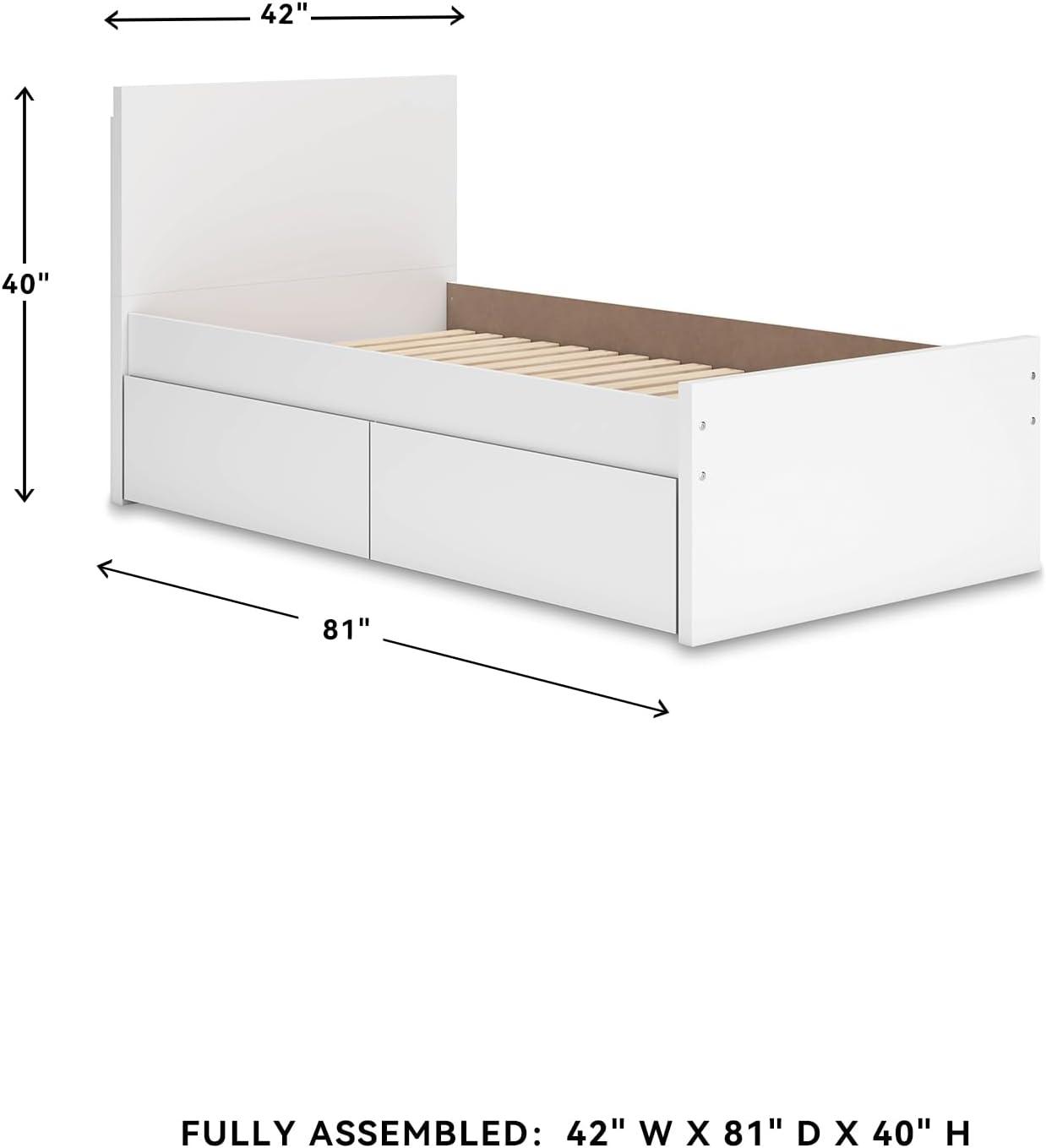 imageSignature Design by Ashley Onita Minimalist 4Drawer Full Platform Bed with 2 Side Storage Foundation or Box Spring Not Needed WhiteWhite