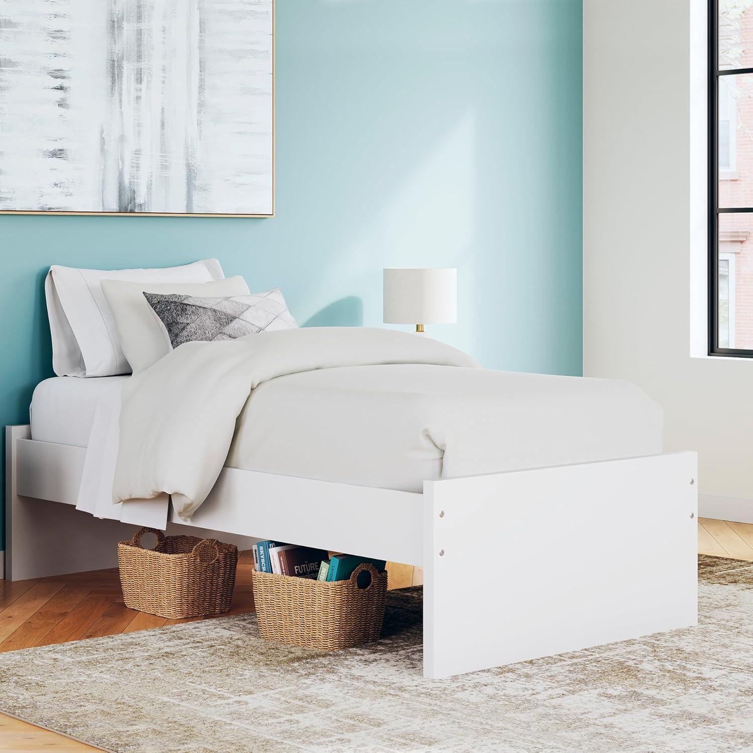 imageSignature Design by Ashley Onita Minimalist 4Drawer Full Platform Bed with 2 Side Storage Foundation or Box Spring Not Needed WhiteWhite