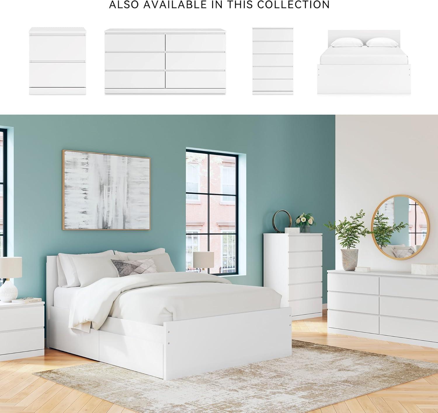 imageSignature Design by Ashley Onita Minimalist 4Drawer Full Platform Bed with 2 Side Storage Foundation or Box Spring Not Needed WhiteWhite