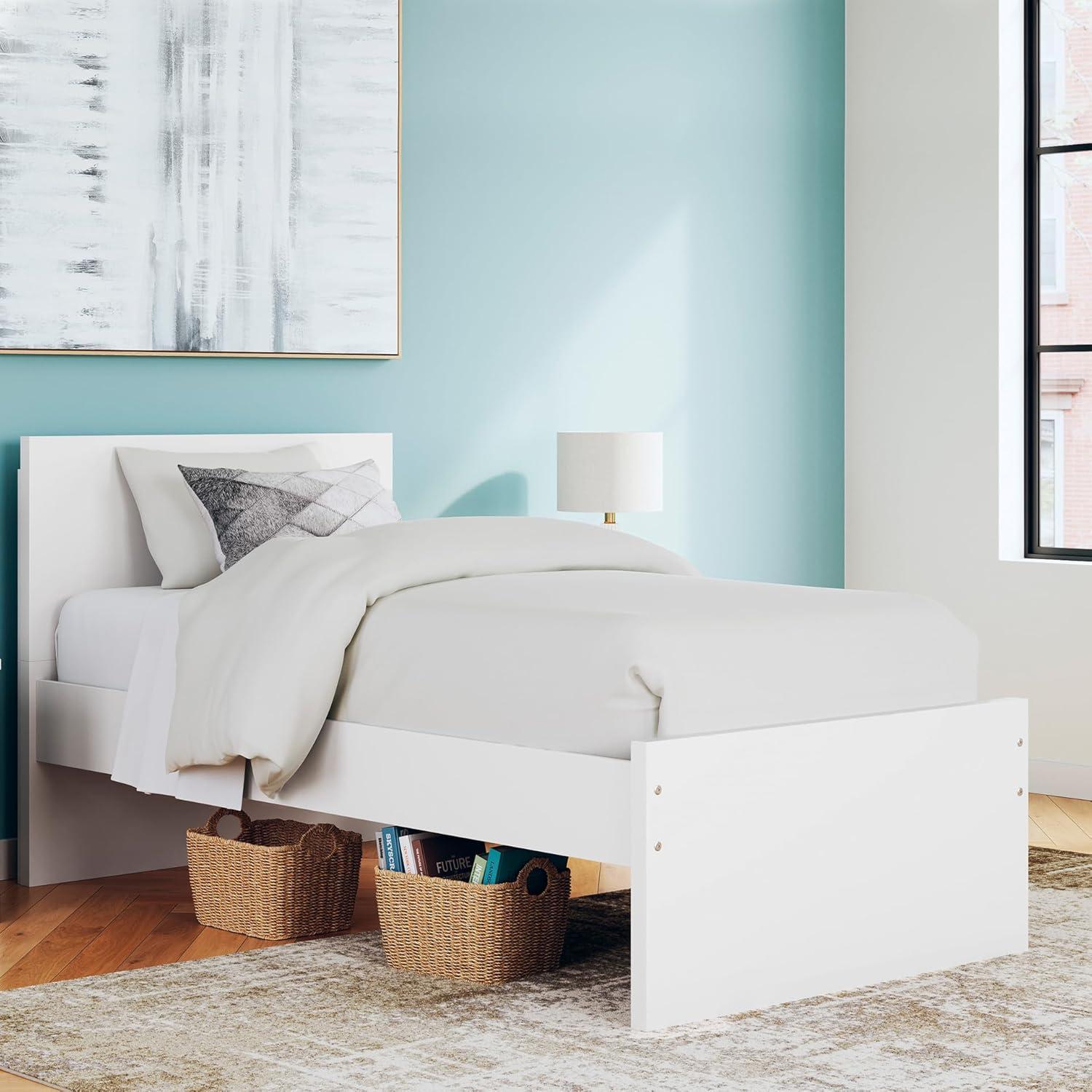 imageSignature Design by Ashley Onita Minimalist 4Drawer Full Platform Bed with 2 Side Storage Foundation or Box Spring Not Needed WhiteWhite