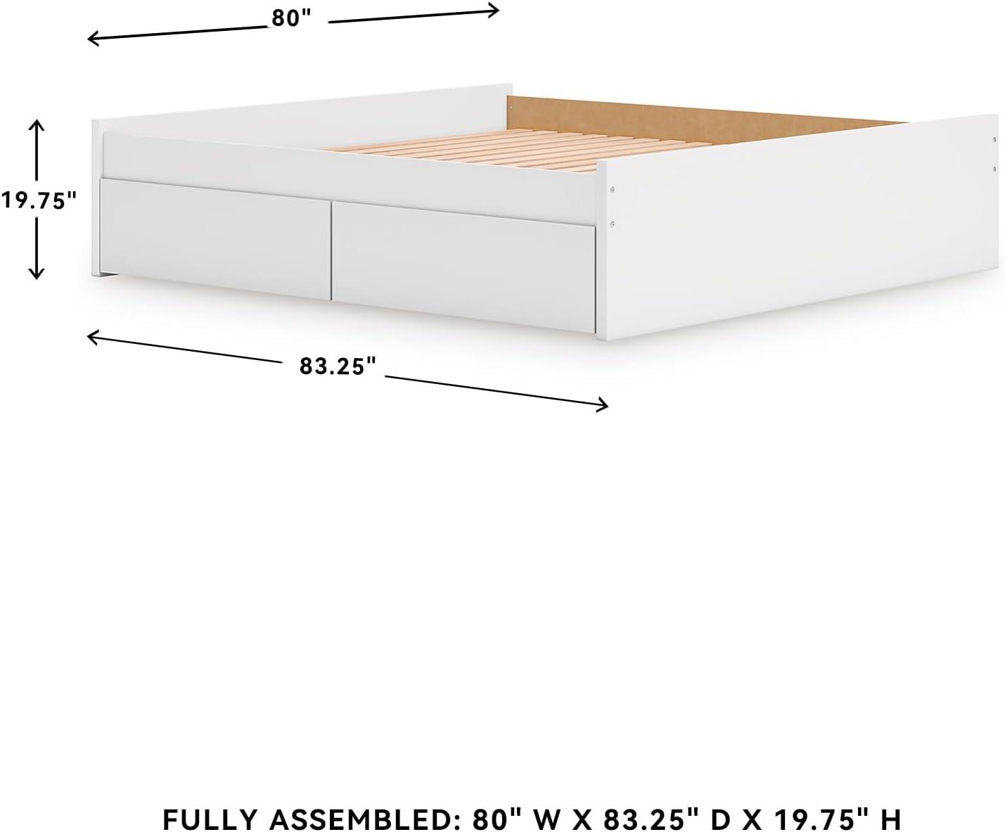 imageSignature Design by Ashley Onita Minimalist 4Drawer Full Platform Bed with 2 Side Storage Foundation or Box Spring Not Needed WhiteWhite