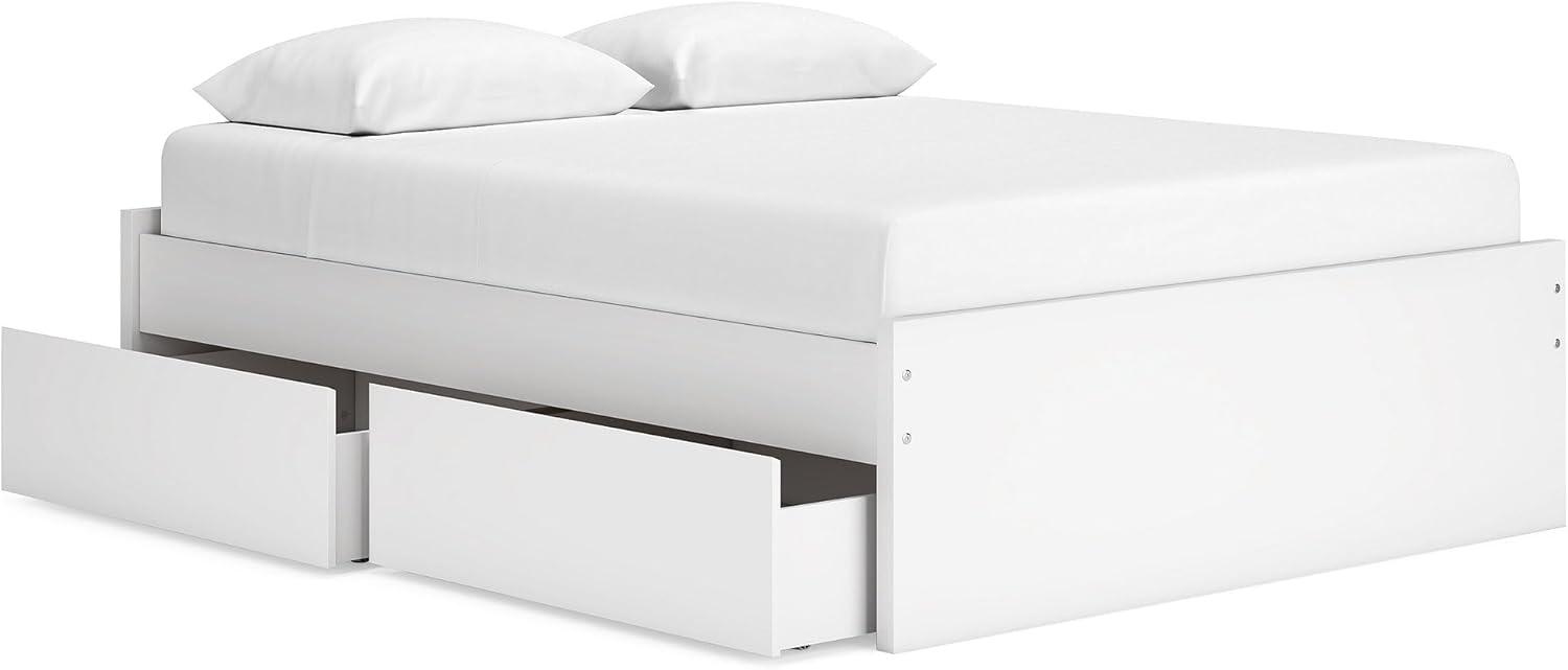 imageSignature Design by Ashley Onita Minimalist 4Drawer Full Platform Bed with 2 Side Storage Foundation or Box Spring Not Needed WhiteWhite