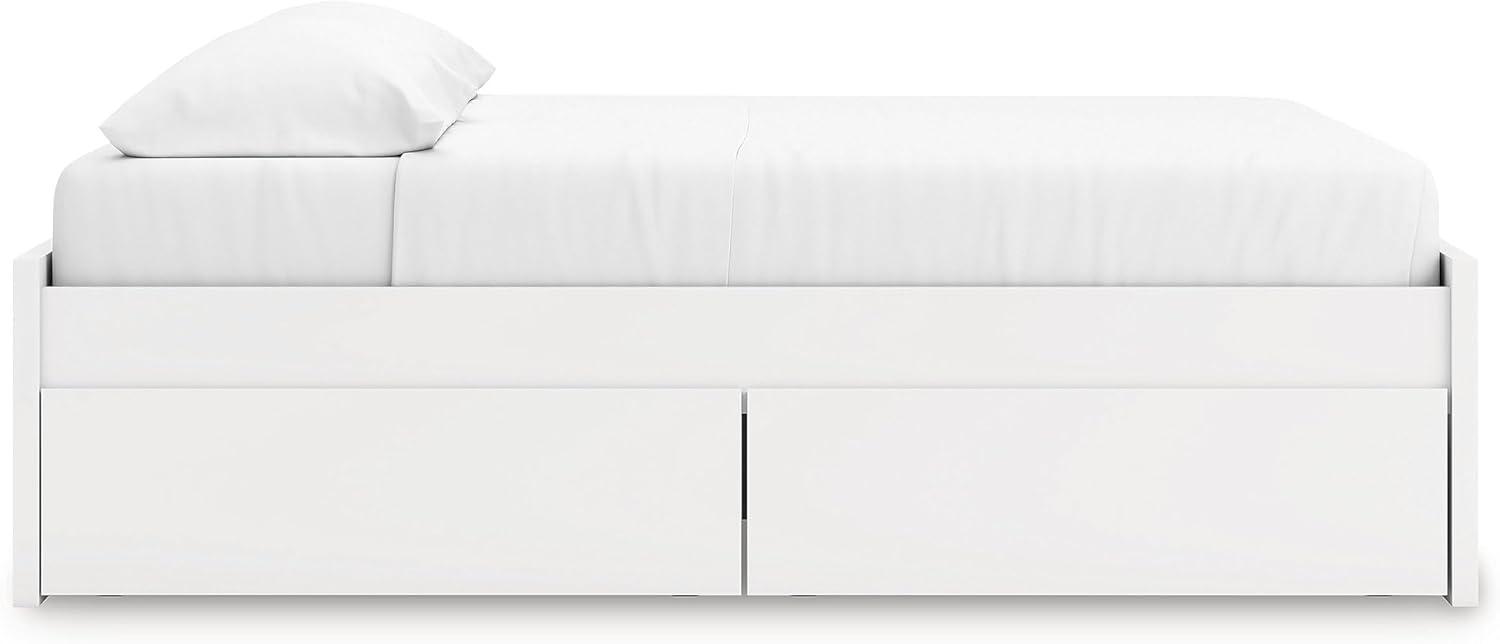 imageSignature Design by Ashley Onita Minimalist 4Drawer Full Platform Bed with 2 Side Storage Foundation or Box Spring Not Needed WhiteWhite