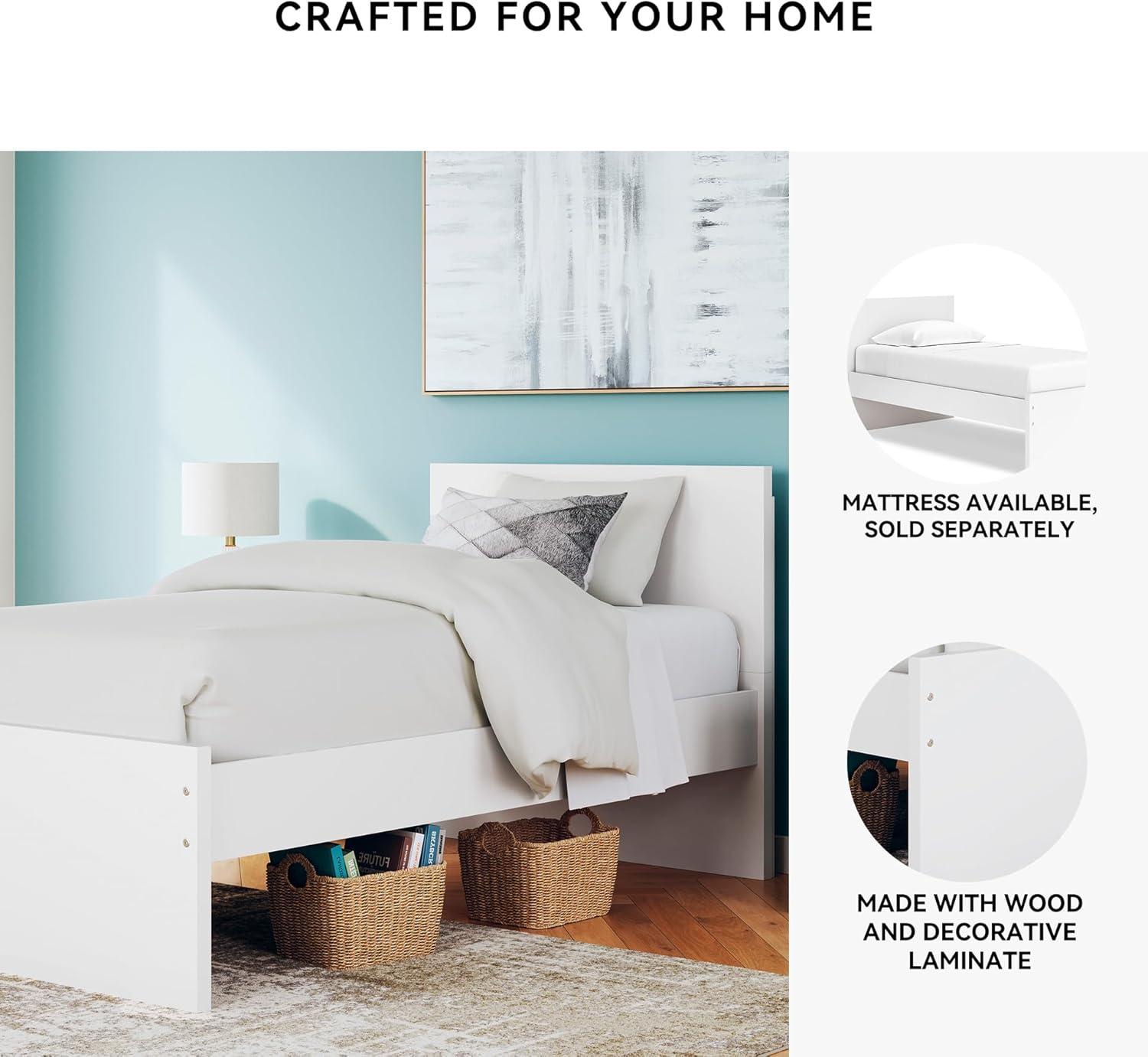 imageSignature Design by Ashley Onita Minimalist 4Drawer Full Platform Bed with 2 Side Storage Foundation or Box Spring Not Needed WhiteWhite