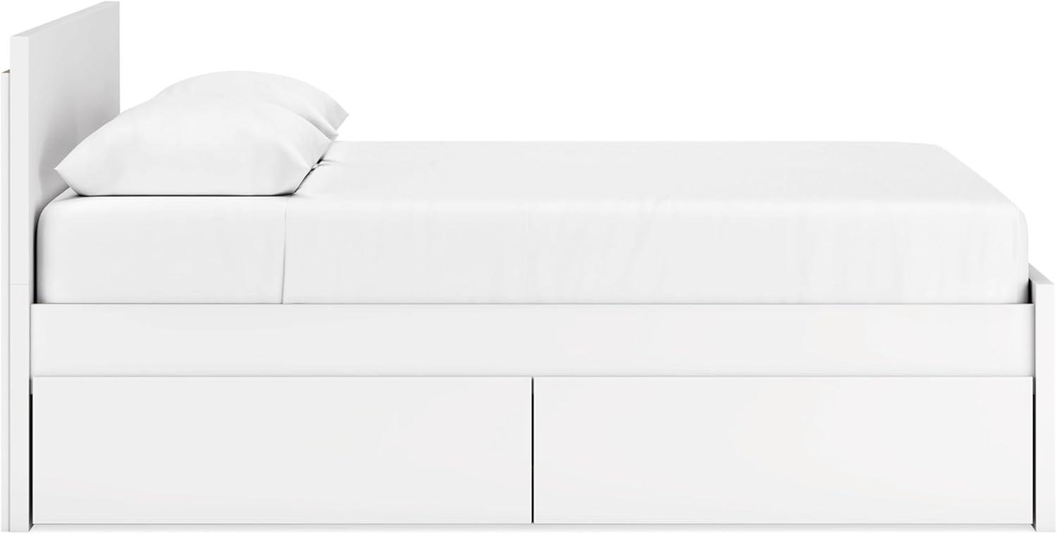 imageSignature Design by Ashley Onita Minimalist 4Drawer Full Platform Bed with 2 Side Storage Foundation or Box Spring Not Needed WhiteWhite