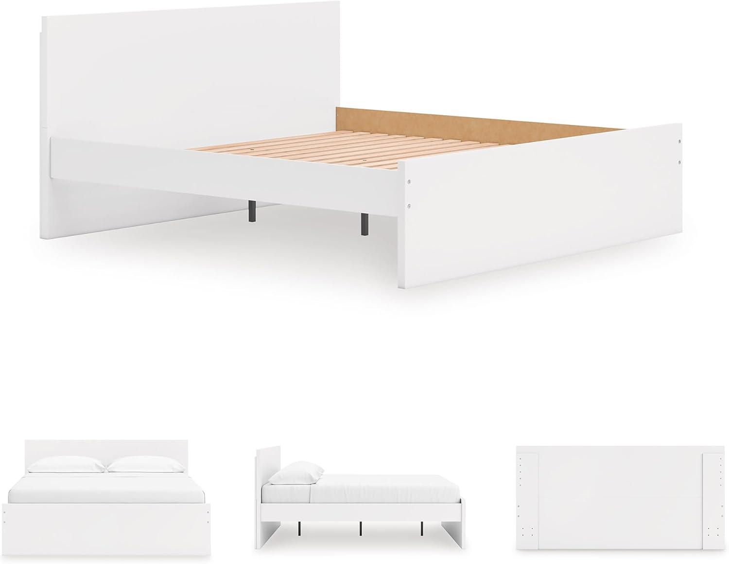 imageSignature Design by Ashley Onita Minimalist 4Drawer Full Platform Bed with 2 Side Storage Foundation or Box Spring Not Needed WhiteWhite