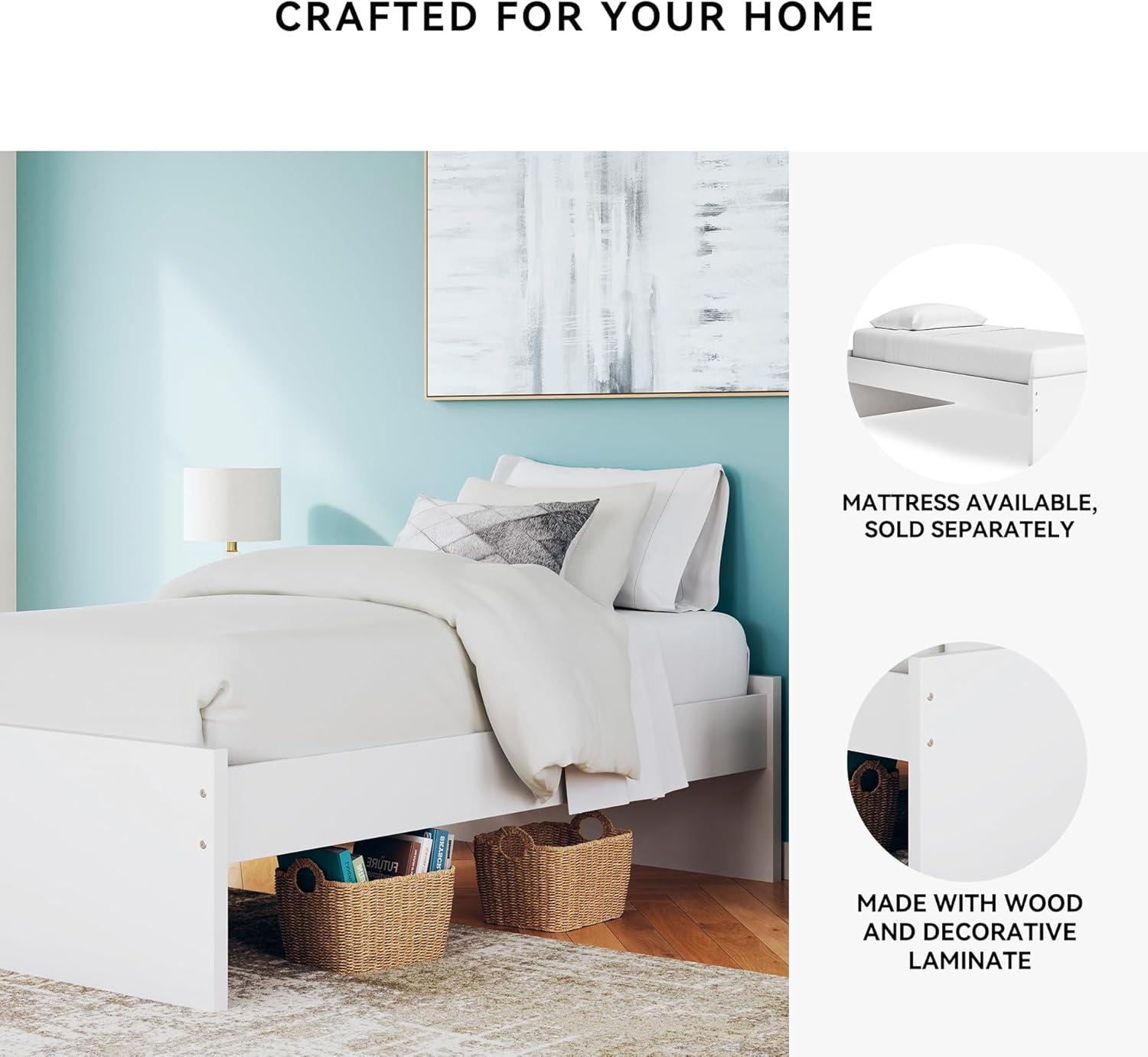 imageSignature Design by Ashley Onita Minimalist 4Drawer Full Platform Bed with 2 Side Storage Foundation or Box Spring Not Needed WhiteWhite