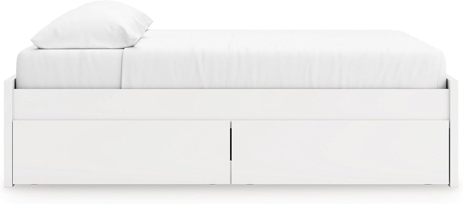 imageSignature Design by Ashley Onita Minimalist 4Drawer Full Platform Bed with 2 Side Storage Foundation or Box Spring Not Needed WhiteWhite