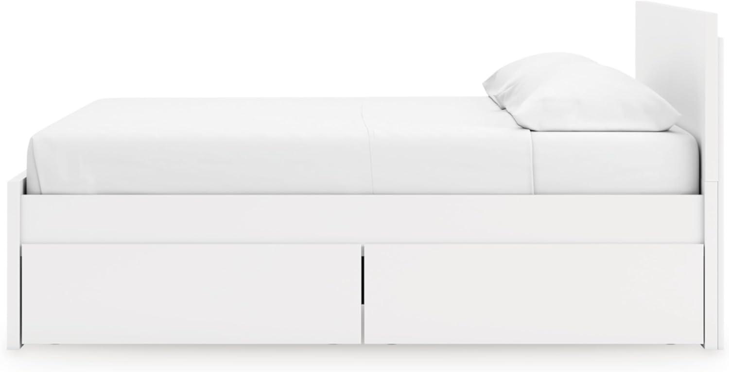 imageSignature Design by Ashley Onita Minimalist 4Drawer Full Platform Bed with 2 Side Storage Foundation or Box Spring Not Needed WhiteWhite