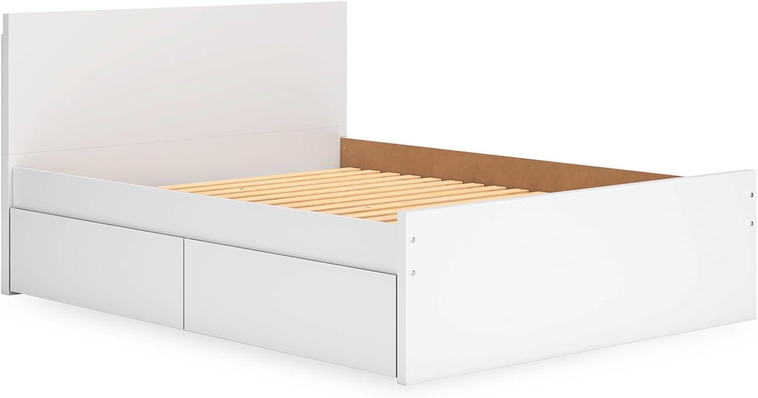 imageSignature Design by Ashley Onita Minimalist 4Drawer Full Platform Bed with 2 Side Storage Foundation or Box Spring Not Needed WhiteWhite