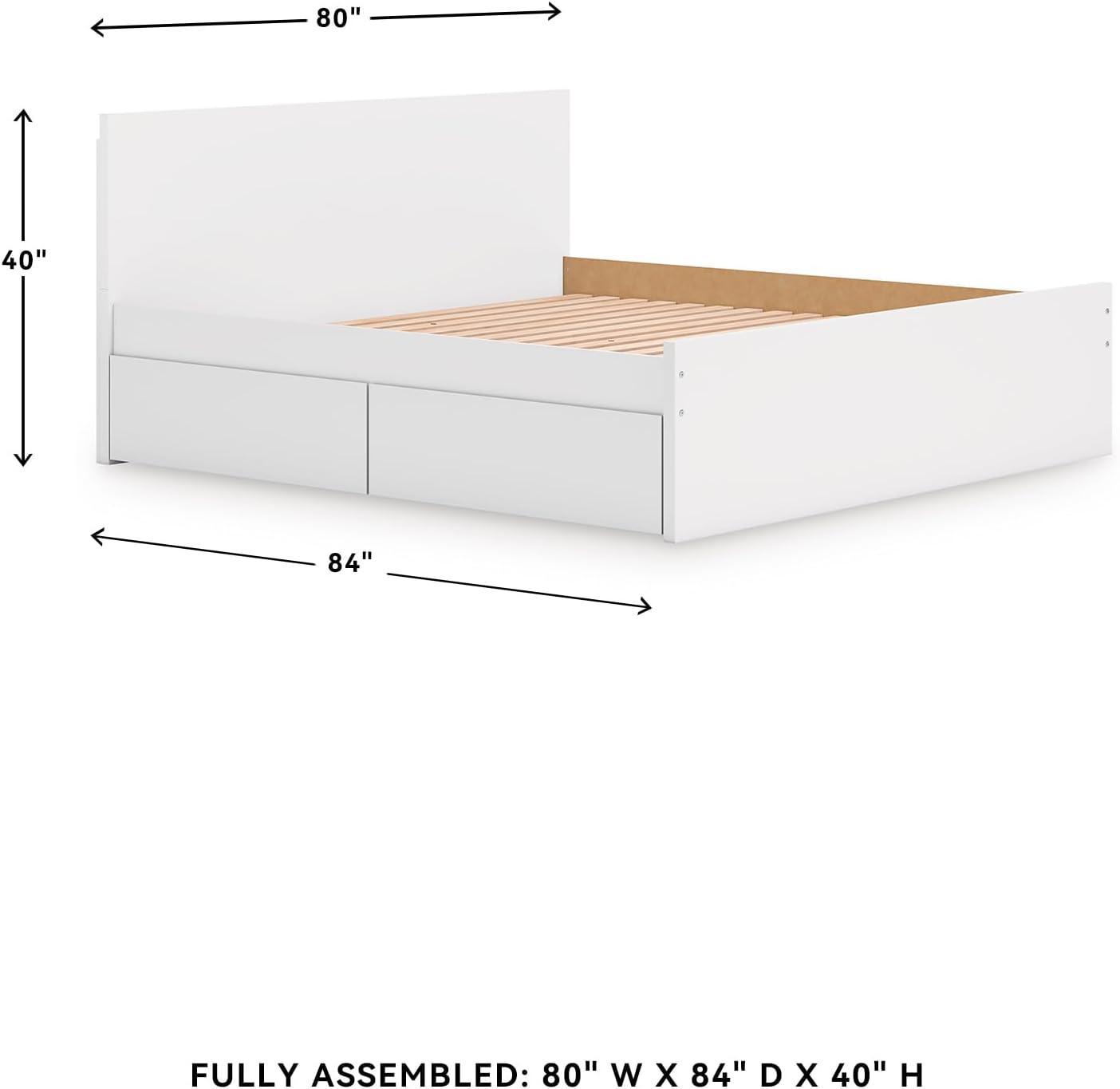 imageSignature Design by Ashley Onita Minimalist 4Drawer Full Platform Bed with 2 Side Storage Foundation or Box Spring Not Needed WhiteWhite