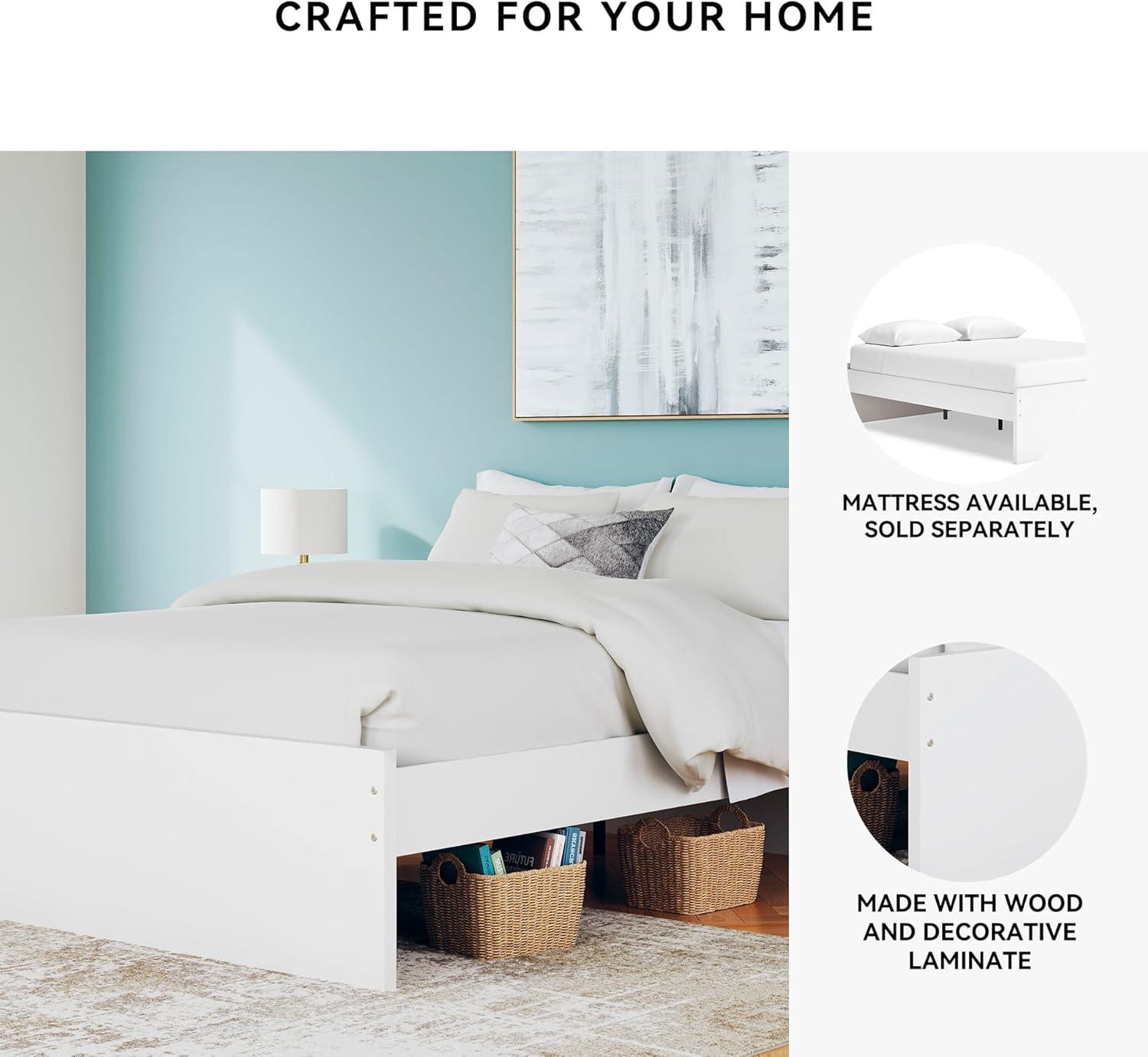 imageSignature Design by Ashley Onita Minimalist 4Drawer Full Platform Bed with 2 Side Storage Foundation or Box Spring Not Needed WhiteWhite