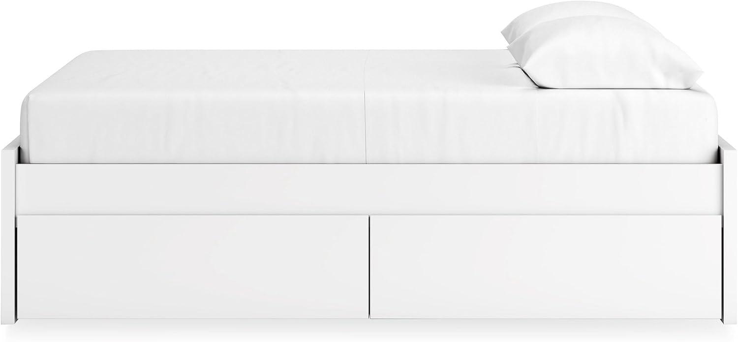 imageSignature Design by Ashley Onita Minimalist 4Drawer Full Platform Bed with 2 Side Storage Foundation or Box Spring Not Needed WhiteWhite
