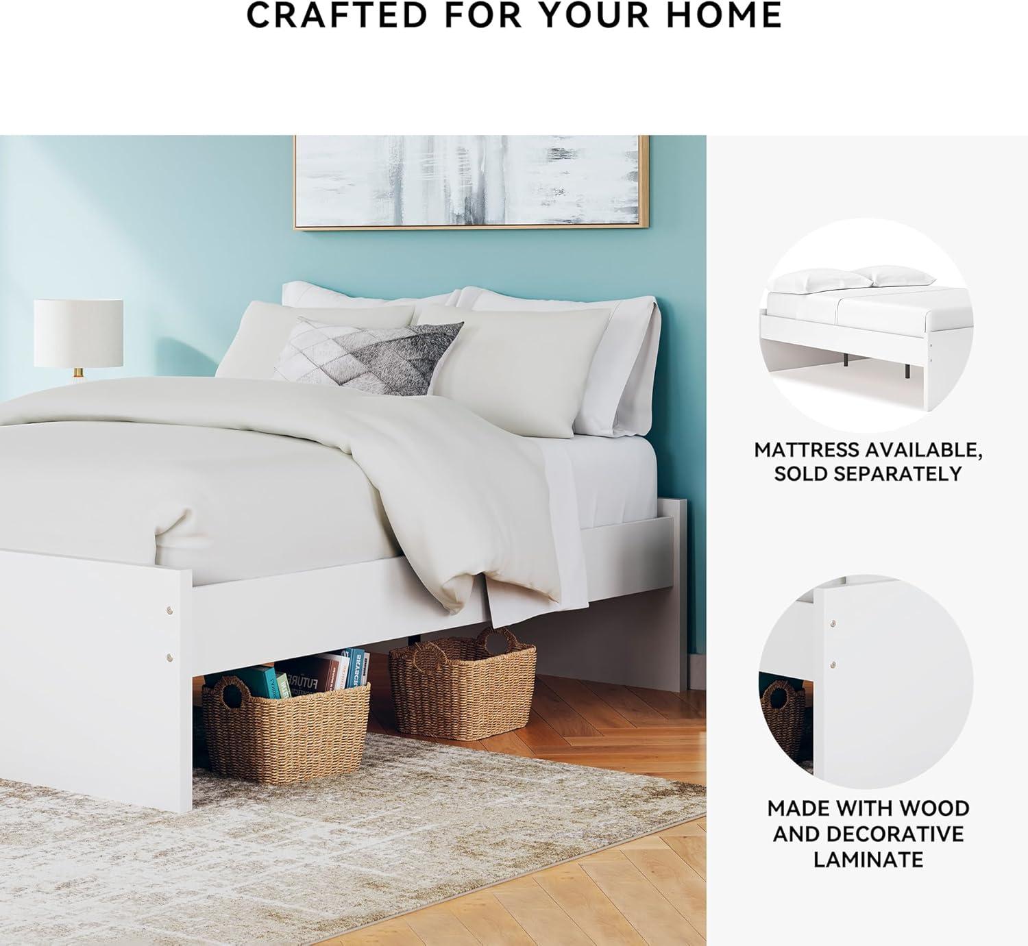 imageSignature Design by Ashley Onita Minimalist 4Drawer Full Platform Bed with 2 Side Storage Foundation or Box Spring Not Needed WhiteWhite