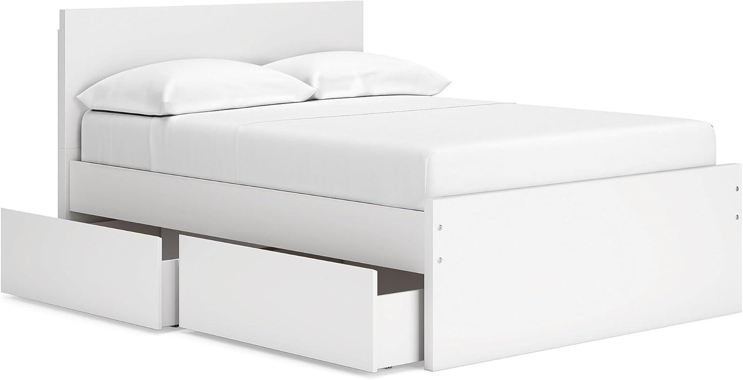 imageSignature Design by Ashley Onita Minimalist 4Drawer Full Platform Bed with 2 Side Storage Foundation or Box Spring Not Needed WhiteWhite