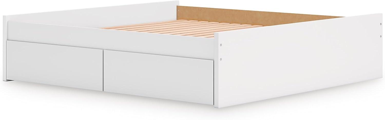 imageSignature Design by Ashley Onita Minimalist 4Drawer Full Platform Bed with 2 Side Storage Foundation or Box Spring Not Needed WhiteWhite