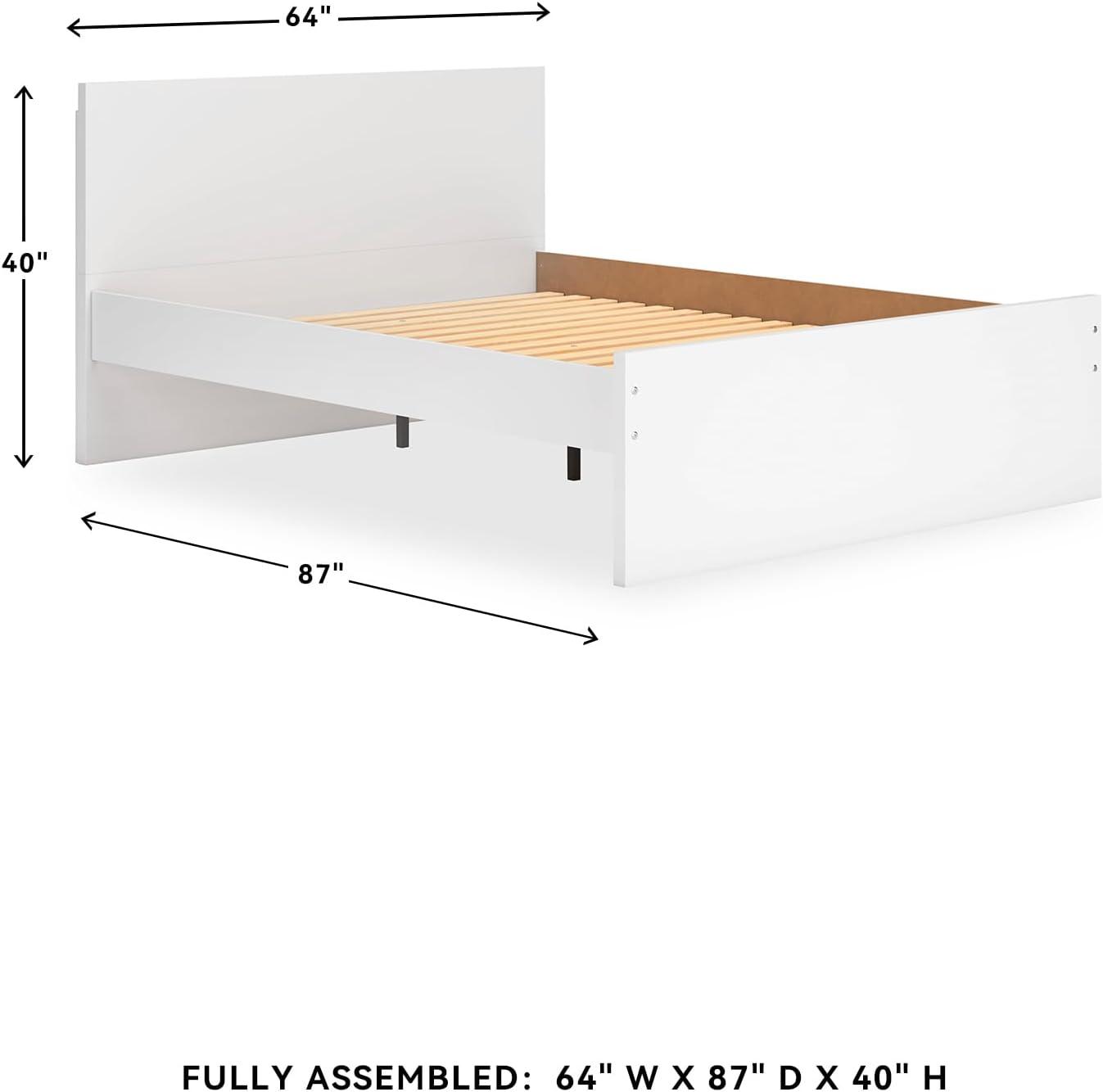 imageSignature Design by Ashley Onita Minimalist 4Drawer Full Platform Bed with 2 Side Storage Foundation or Box Spring Not Needed WhiteWhite