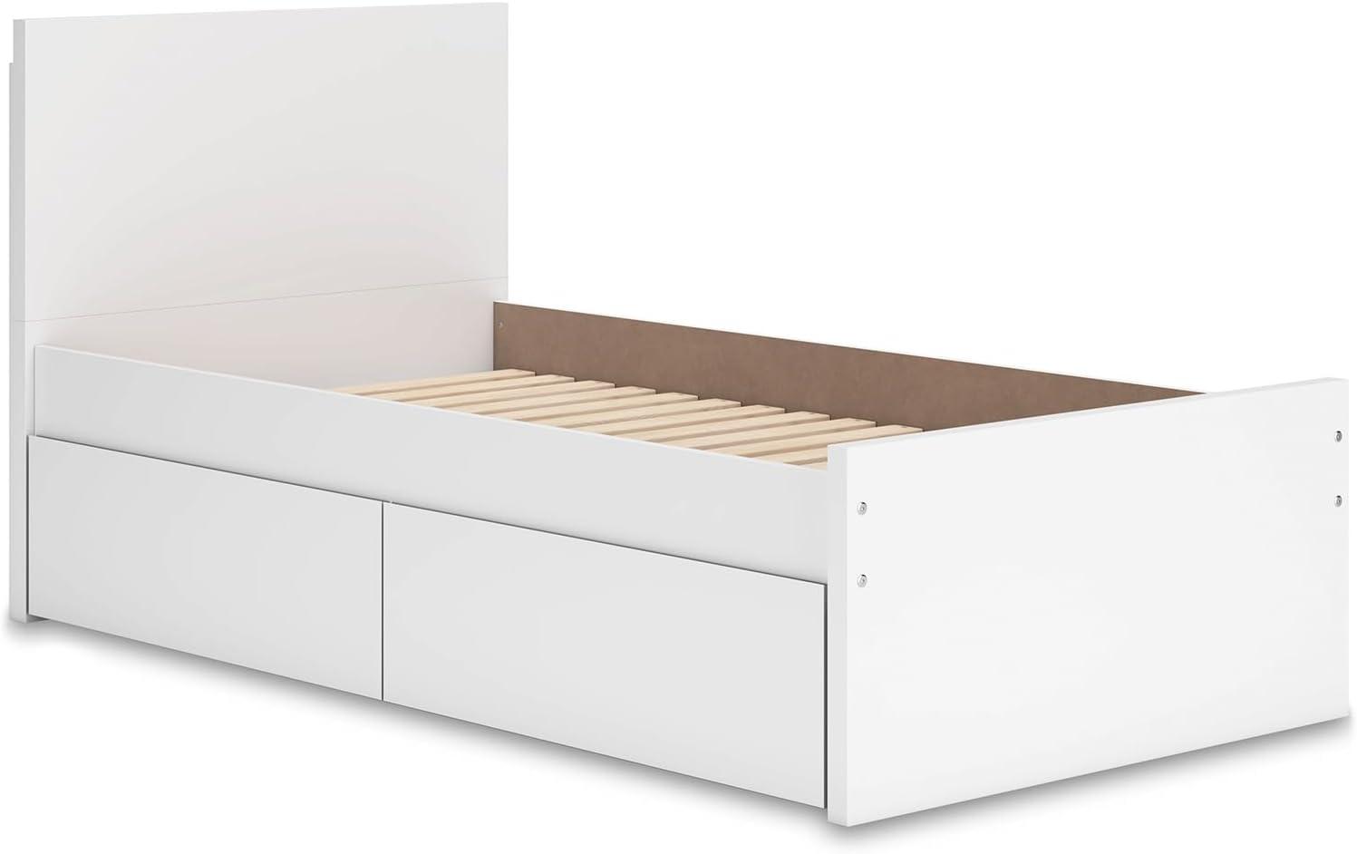imageSignature Design by Ashley Onita Minimalist 4Drawer Full Platform Bed with 2 Side Storage Foundation or Box Spring Not Needed WhiteWhite
