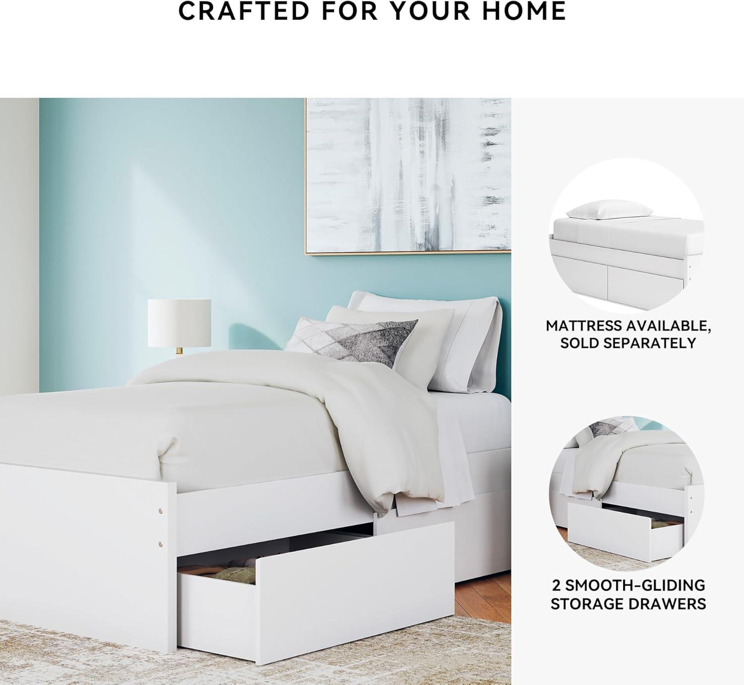 imageSignature Design by Ashley Onita Minimalist 4Drawer Full Platform Bed with 2 Side Storage Foundation or Box Spring Not Needed WhiteWhite