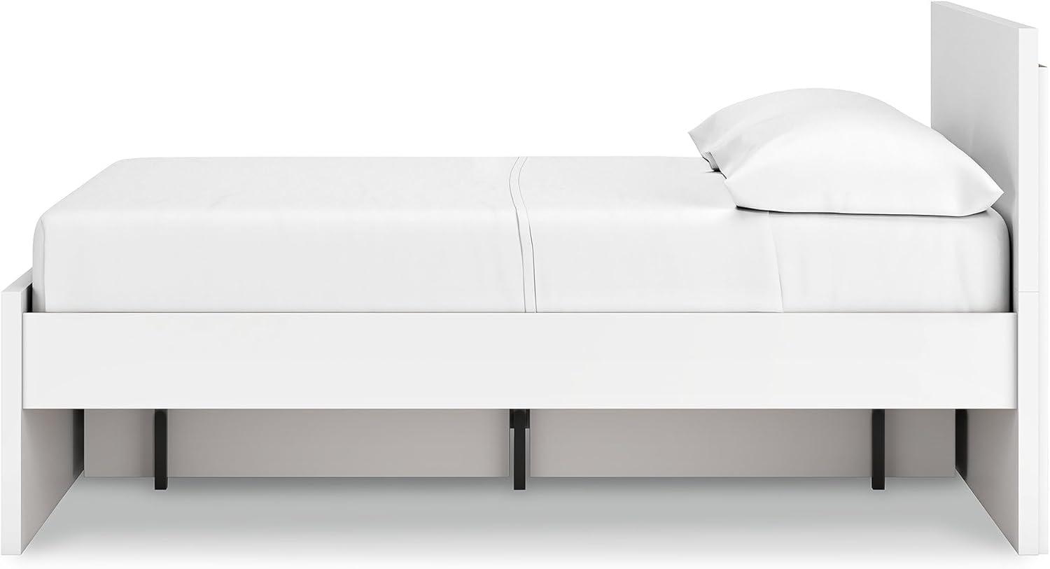 imageSignature Design by Ashley Onita Minimalist 4Drawer Full Platform Bed with 2 Side Storage Foundation or Box Spring Not Needed WhiteWhite