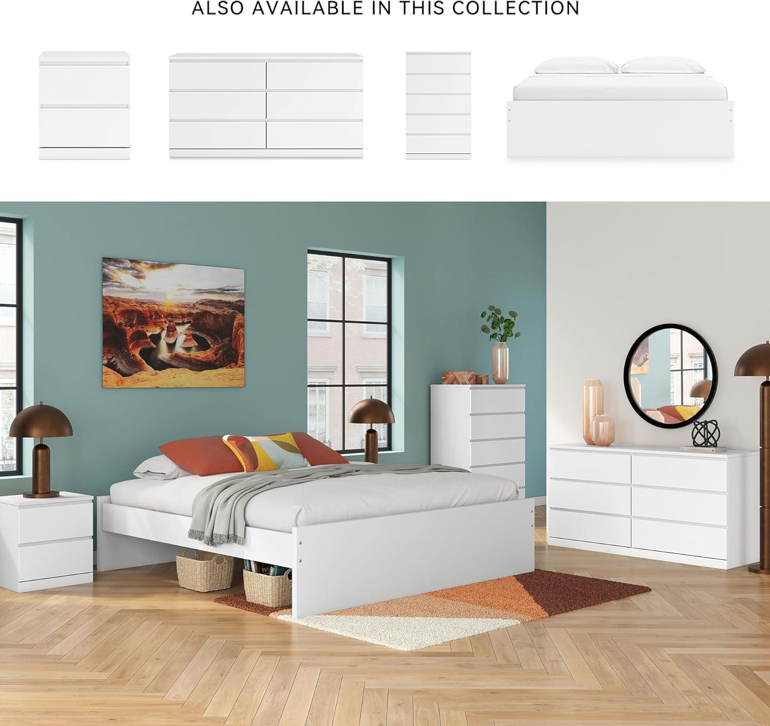 imageSignature Design by Ashley Onita Minimalist 4Drawer Full Platform Bed with 2 Side Storage Foundation or Box Spring Not Needed WhiteWhite