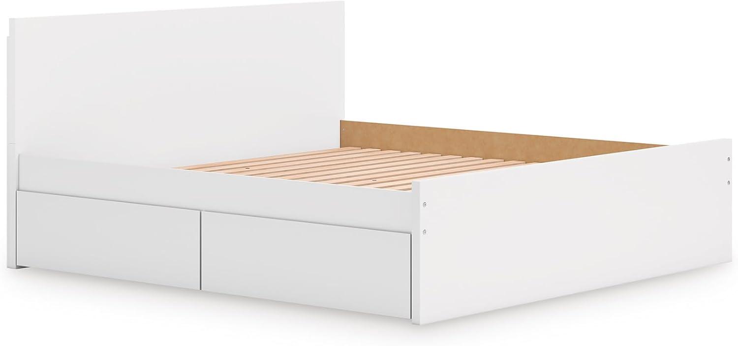 imageSignature Design by Ashley Onita Minimalist 4Drawer Full Platform Bed with 2 Side Storage Foundation or Box Spring Not Needed WhiteWhite