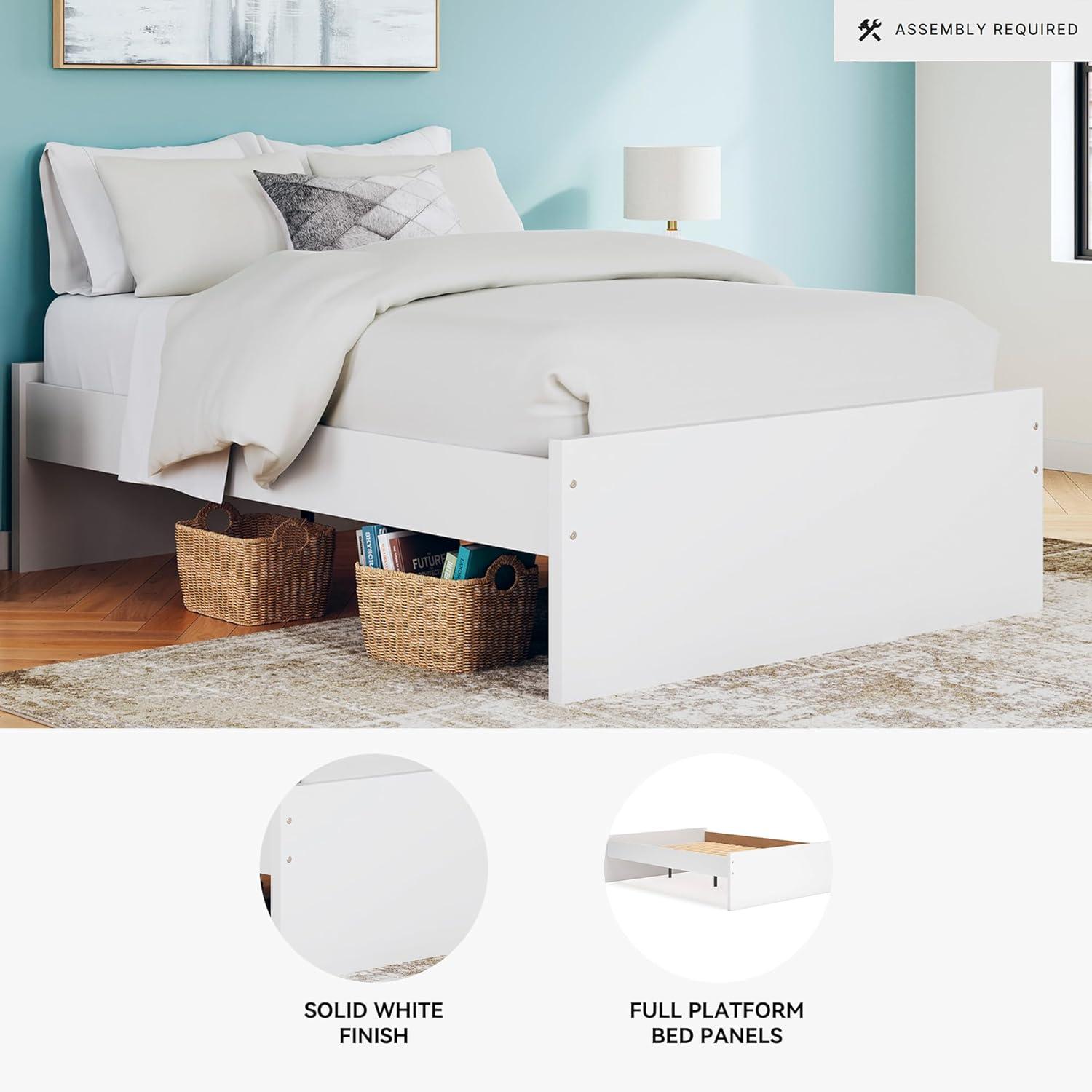 imageSignature Design by Ashley Onita Minimalist 4Drawer Full Platform Bed with 2 Side Storage Foundation or Box Spring Not Needed WhiteWhite