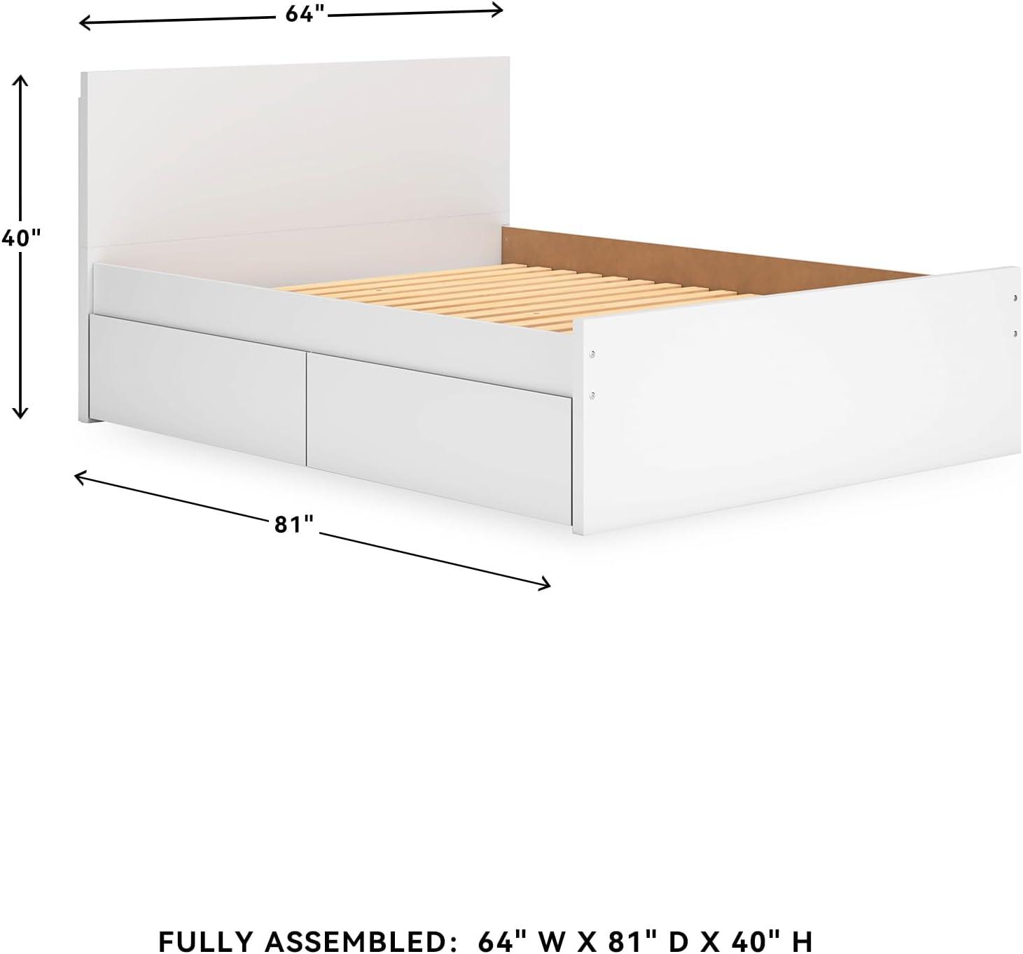 imageSignature Design by Ashley Onita Minimalist 4Drawer Full Platform Bed with 2 Side Storage Foundation or Box Spring Not Needed WhiteWhite