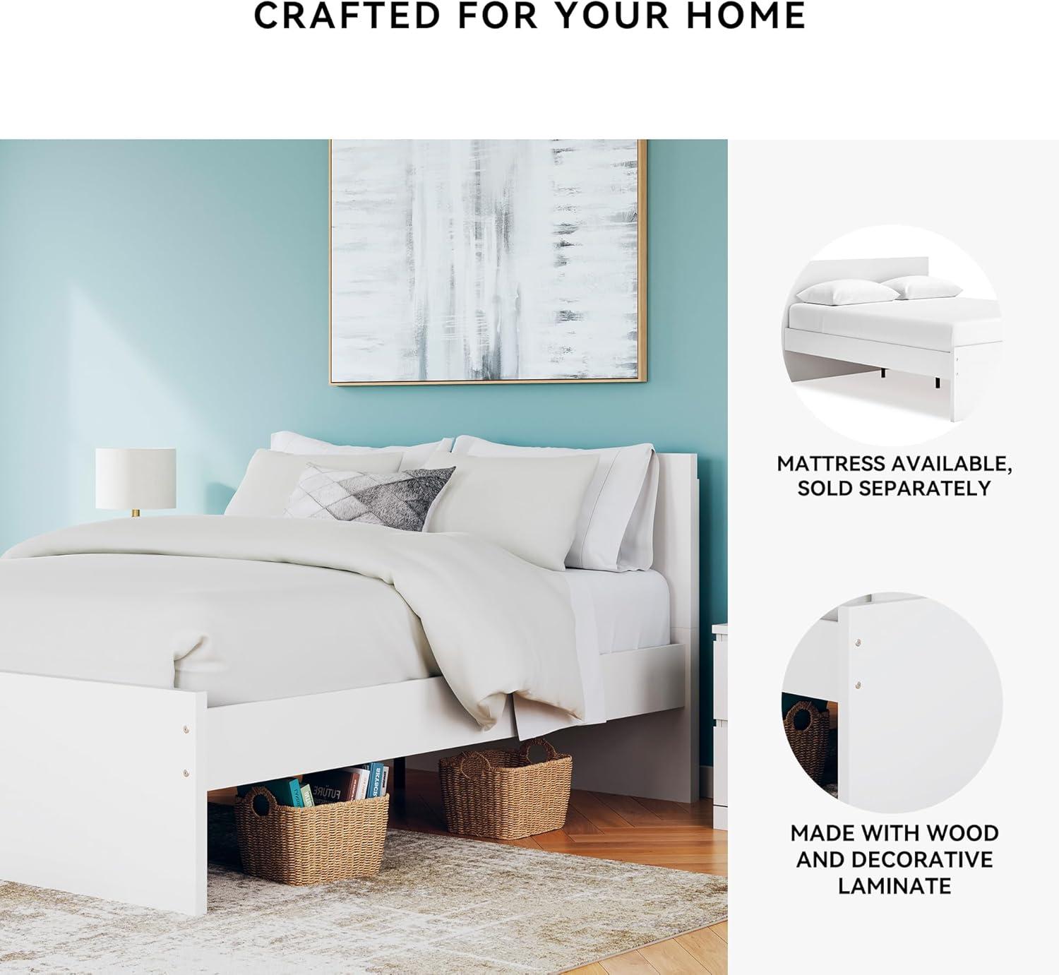 imageSignature Design by Ashley Onita Minimalist 4Drawer Full Platform Bed with 2 Side Storage Foundation or Box Spring Not Needed WhiteWhite