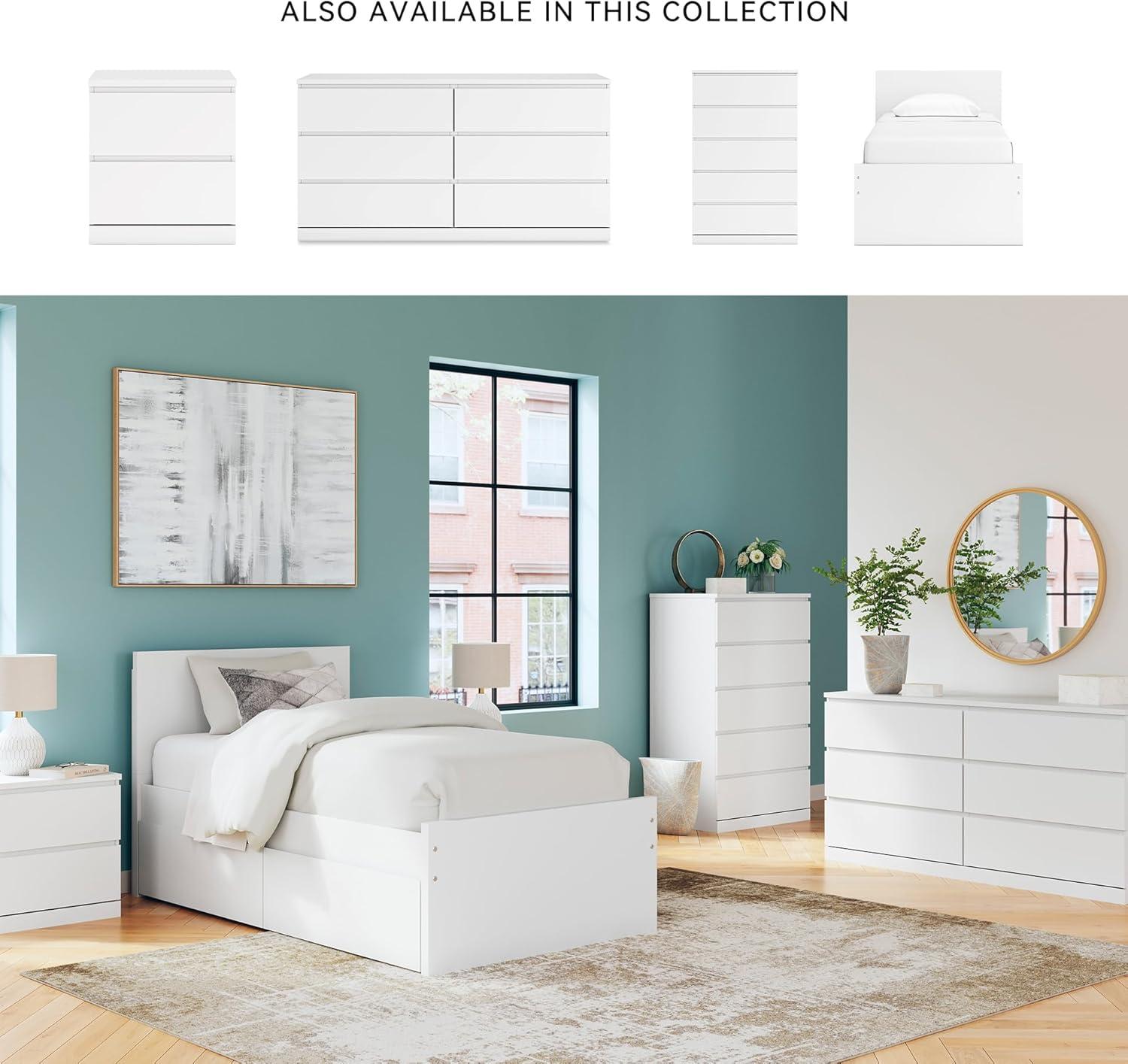 imageSignature Design by Ashley Onita Minimalist 4Drawer Full Platform Bed with 2 Side Storage Foundation or Box Spring Not Needed WhiteWhite